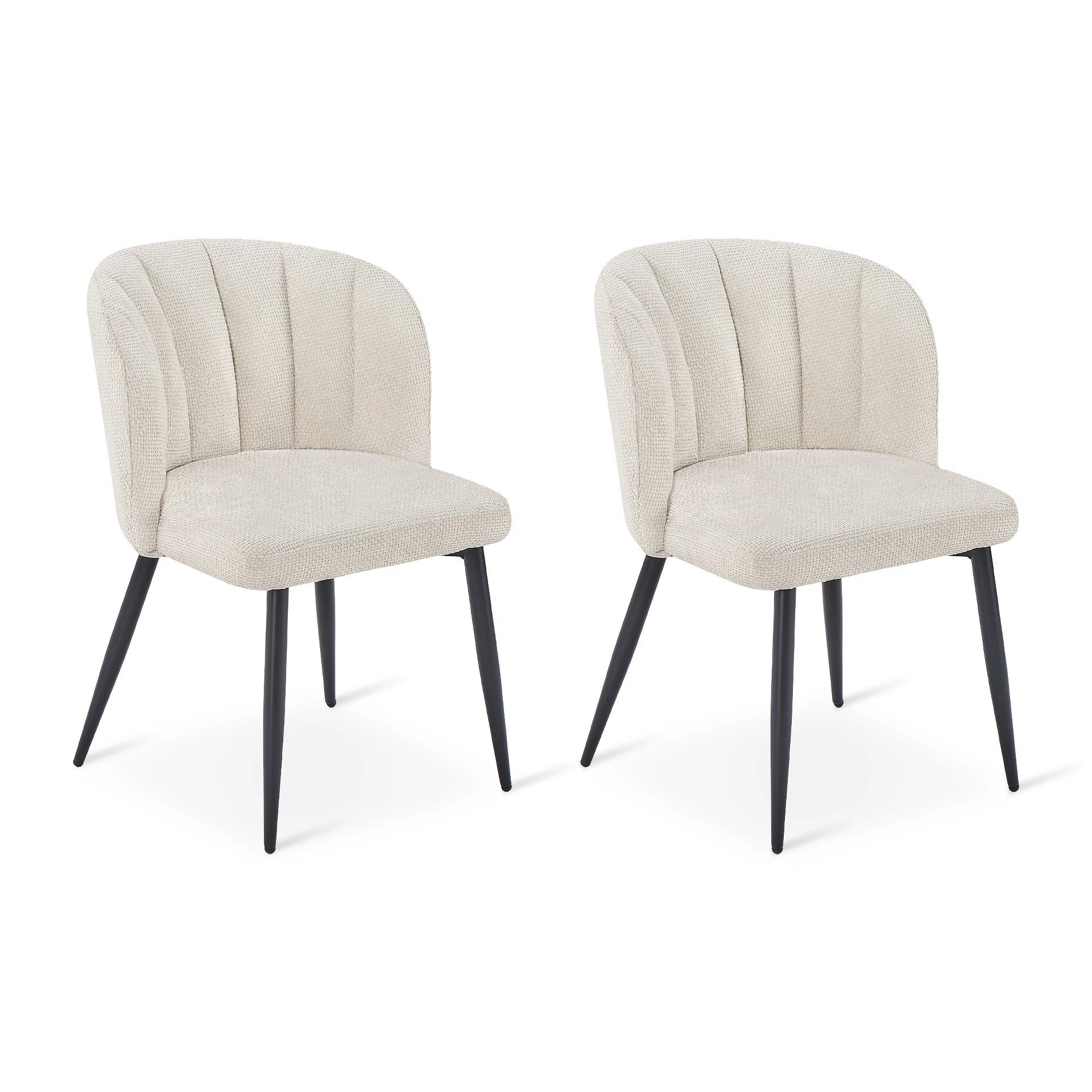 Ines Embossed Velvet Dining Chairs - Set of 2 - Ivory White - Image 6