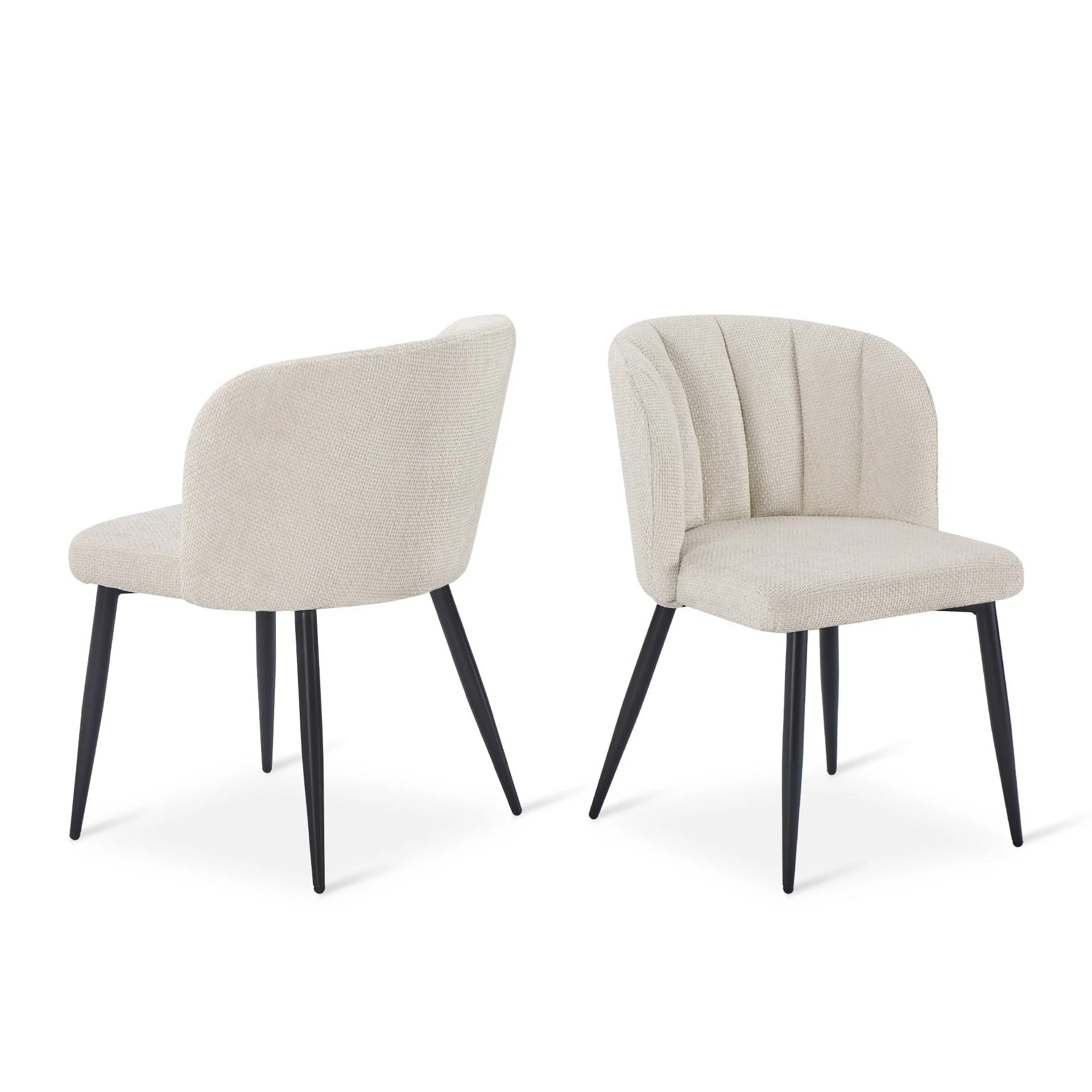 Ines Embossed Velvet Dining Chairs - Set of 2 - Ivory White - Image 9