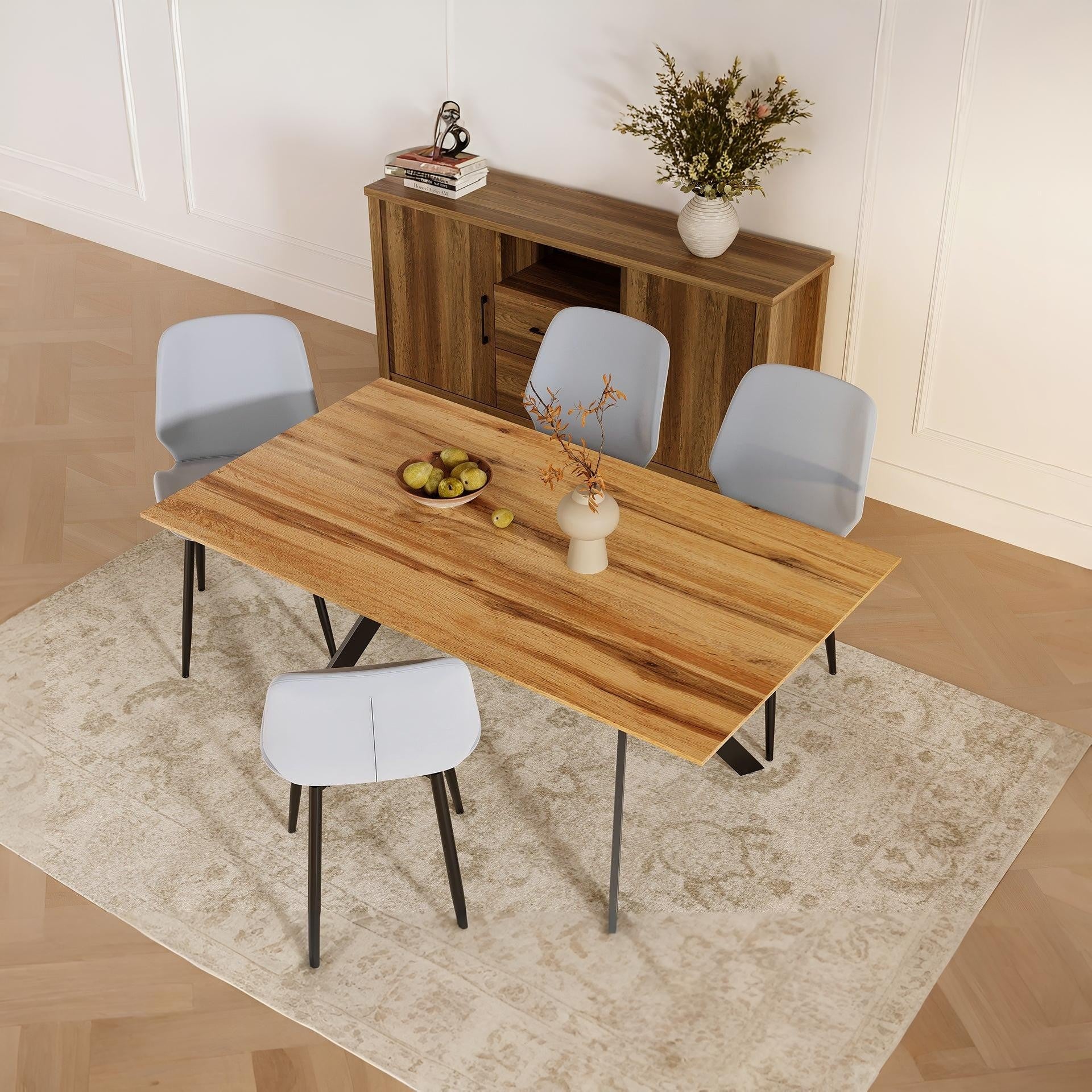 Irene Dining Chair - Set of 4 - Light Grey + Black - Image 2