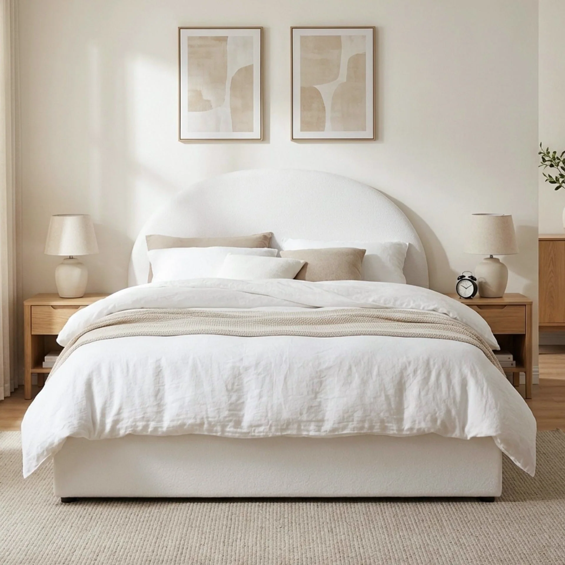 Isabella Boucle Double Gas Lift Bed Frame - White - Image 3