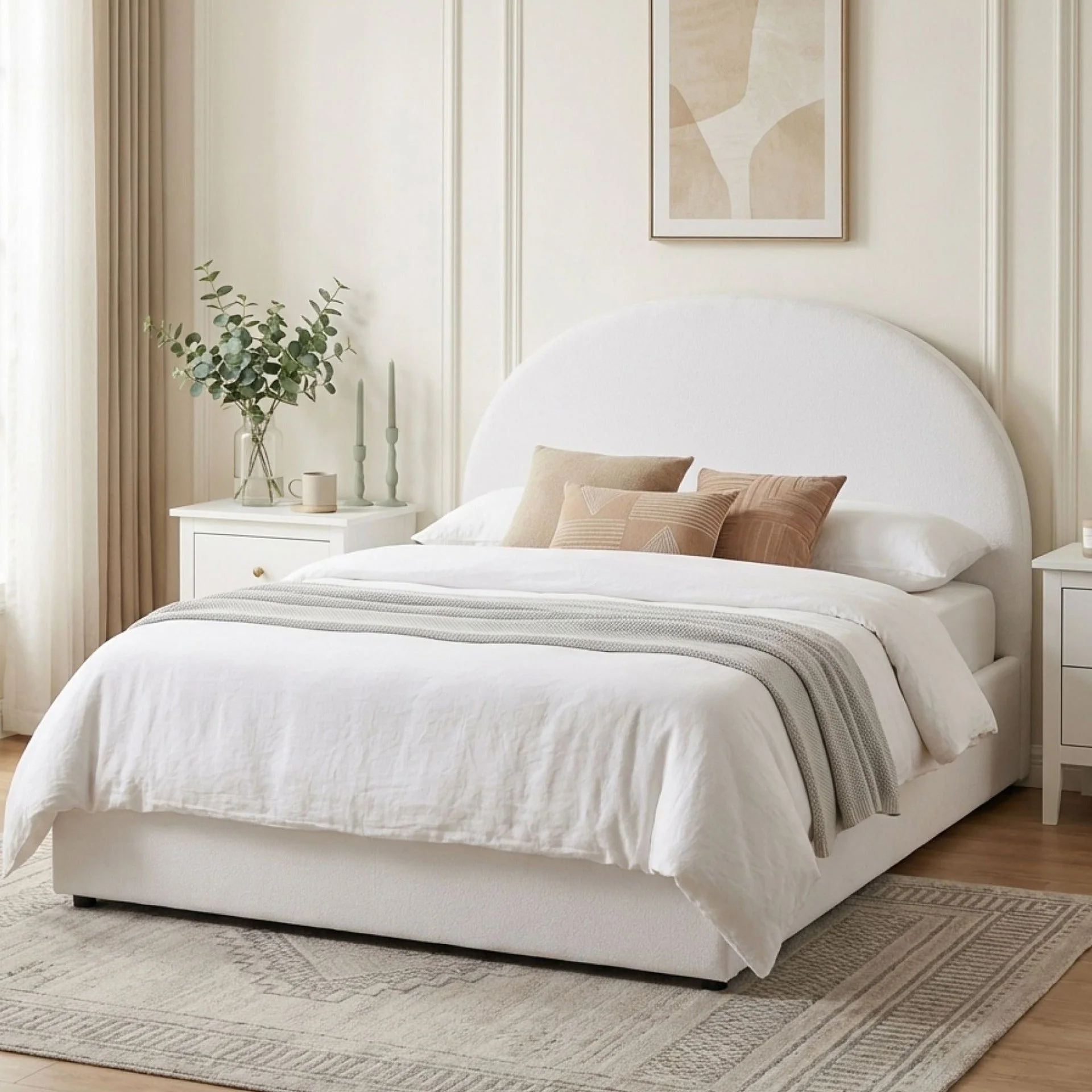 Isabella Boucle Double Gas Lift Bed Frame - White - Image 4