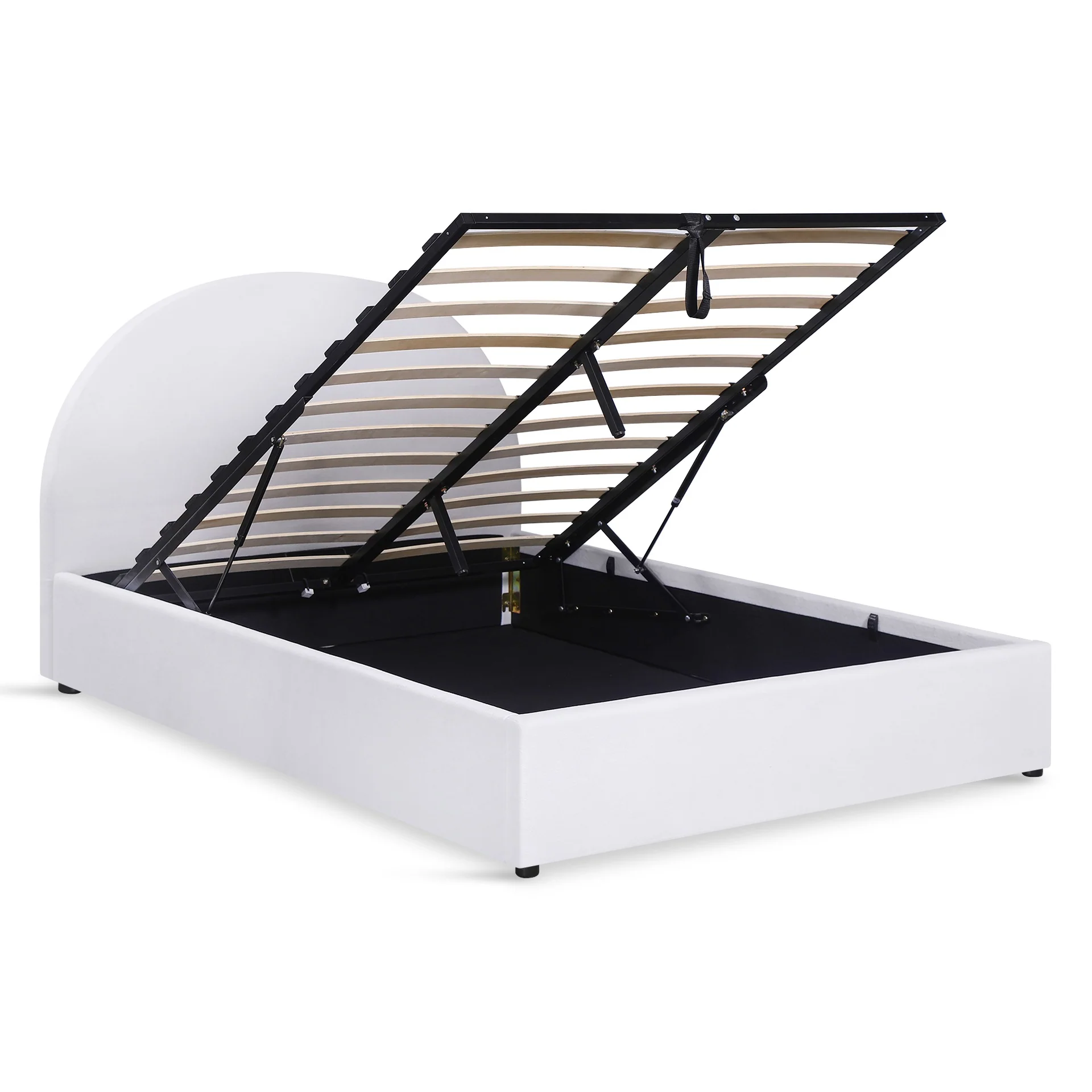 Isabella Boucle Double Gas Lift Bed Frame - White - Image 7
