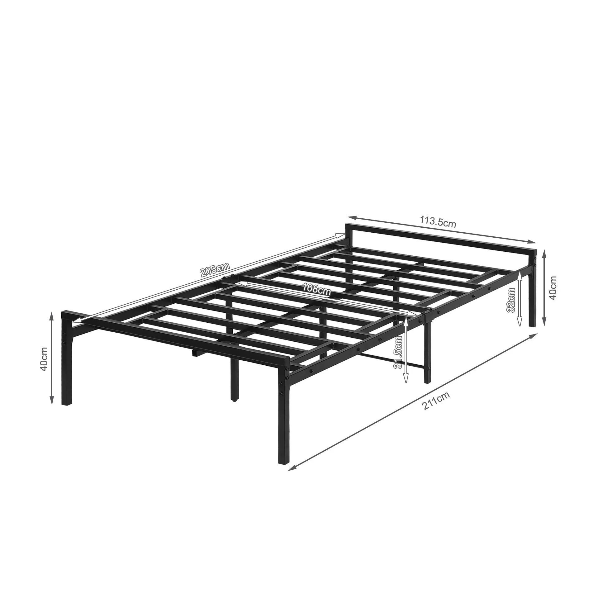 Isla King Single Metal Bed Frame - Black - Image 12