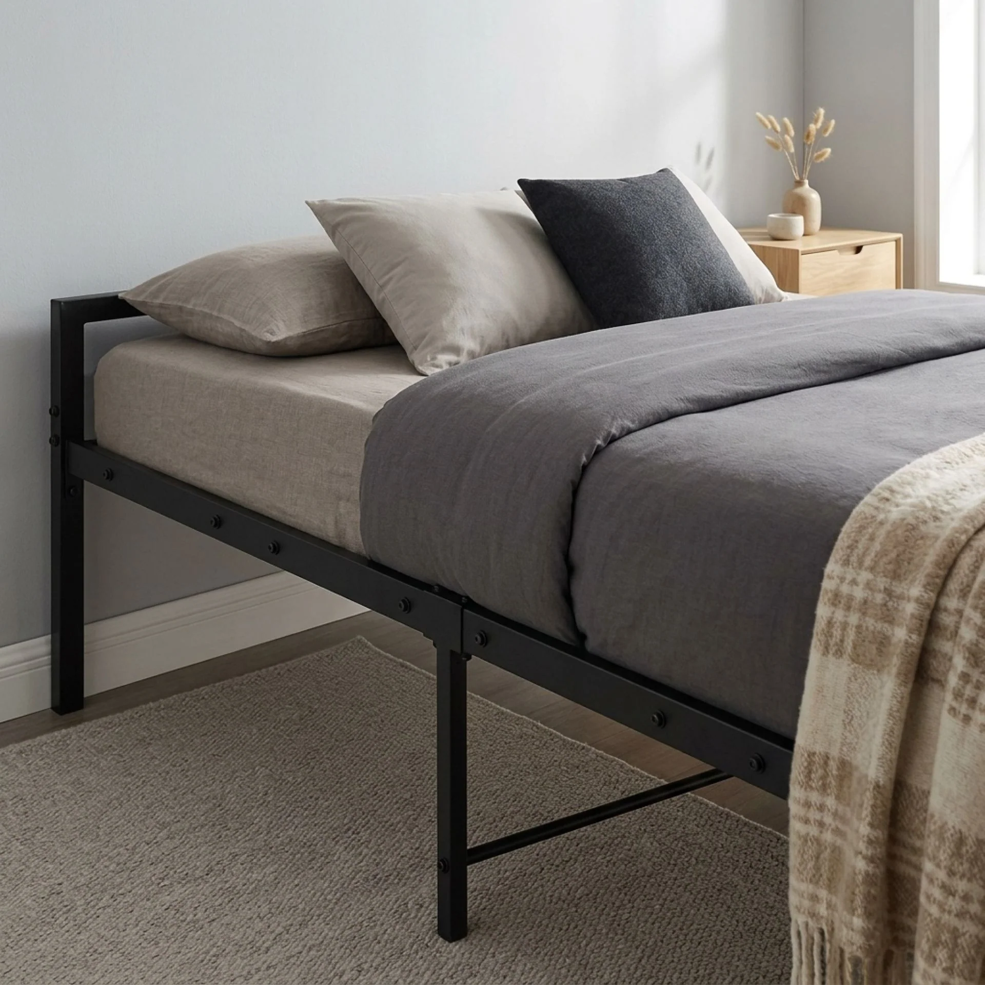 Isla King Single Metal Bed Frame - Black - Image 5