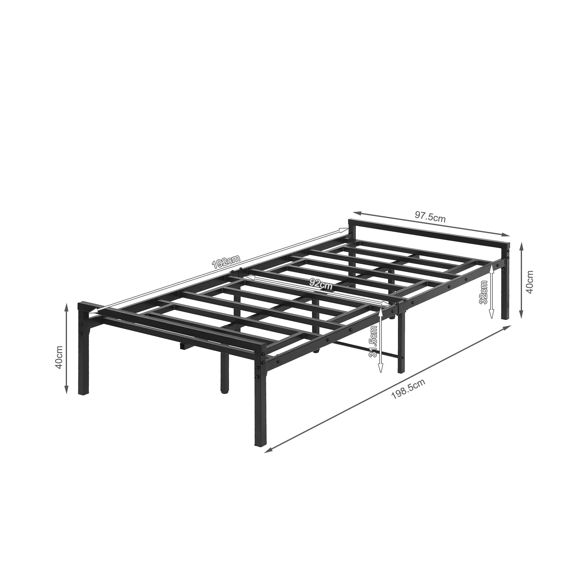 Isla Single Metal Bed Frame - Black - Image 11