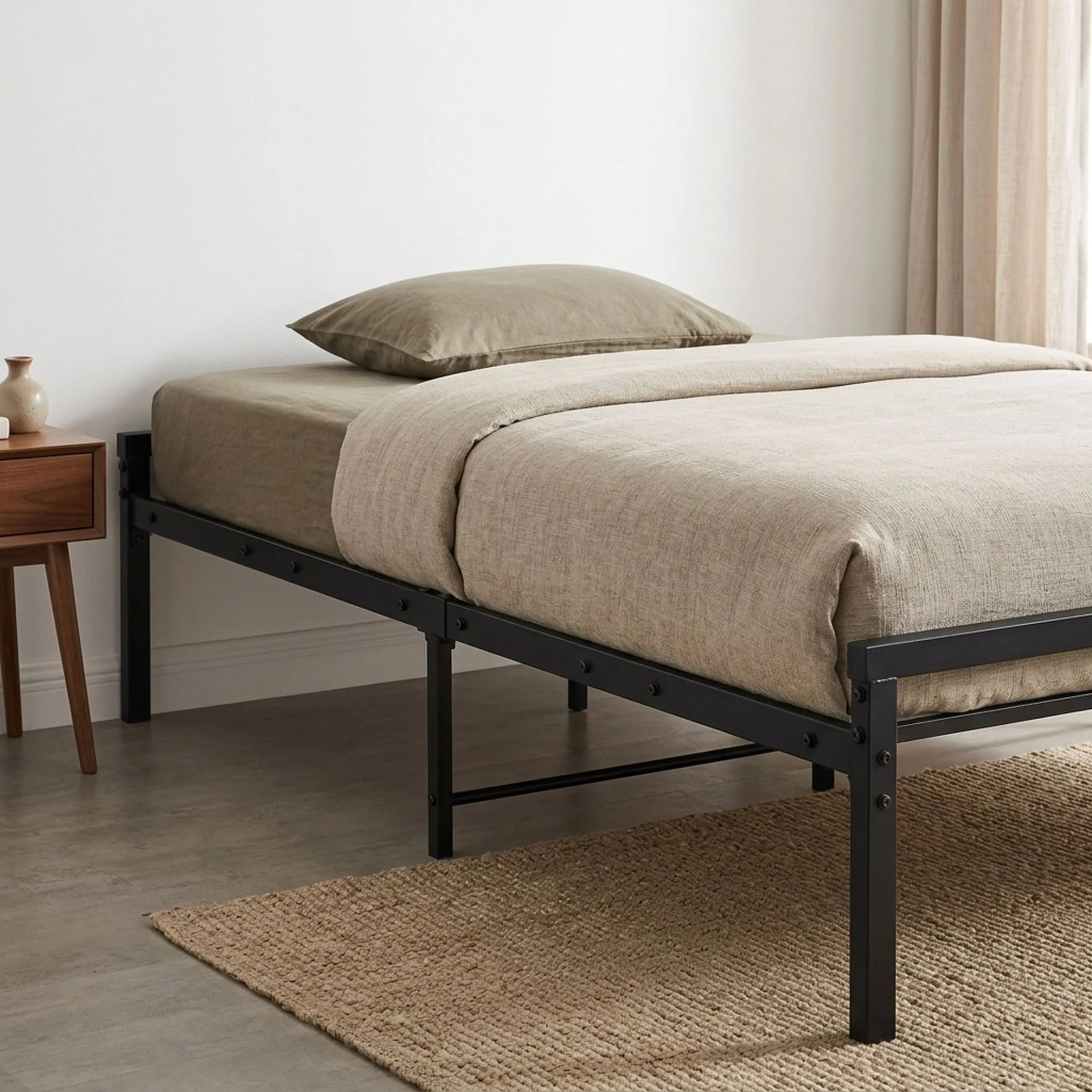Isla Single Metal Bed Frame - Black - Image 4