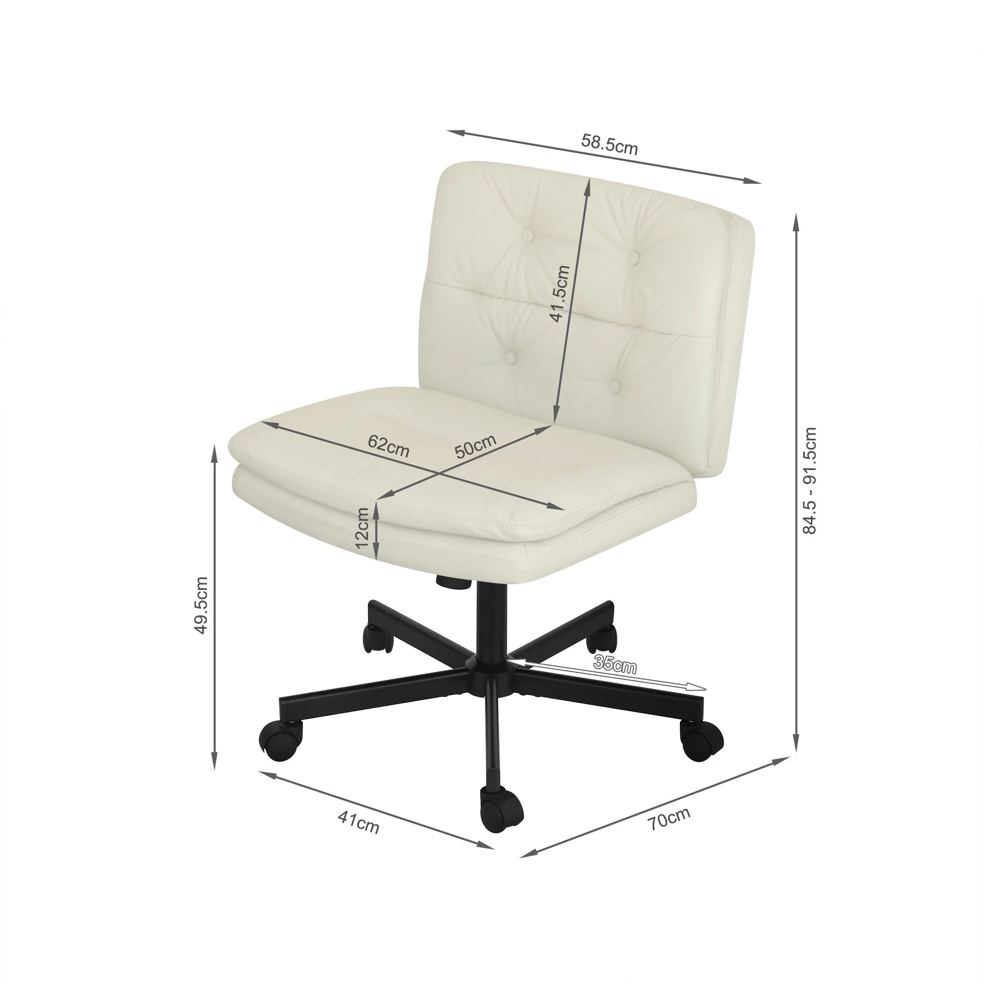 Israel Cross Legged Office Chair - Ivory - Image 9