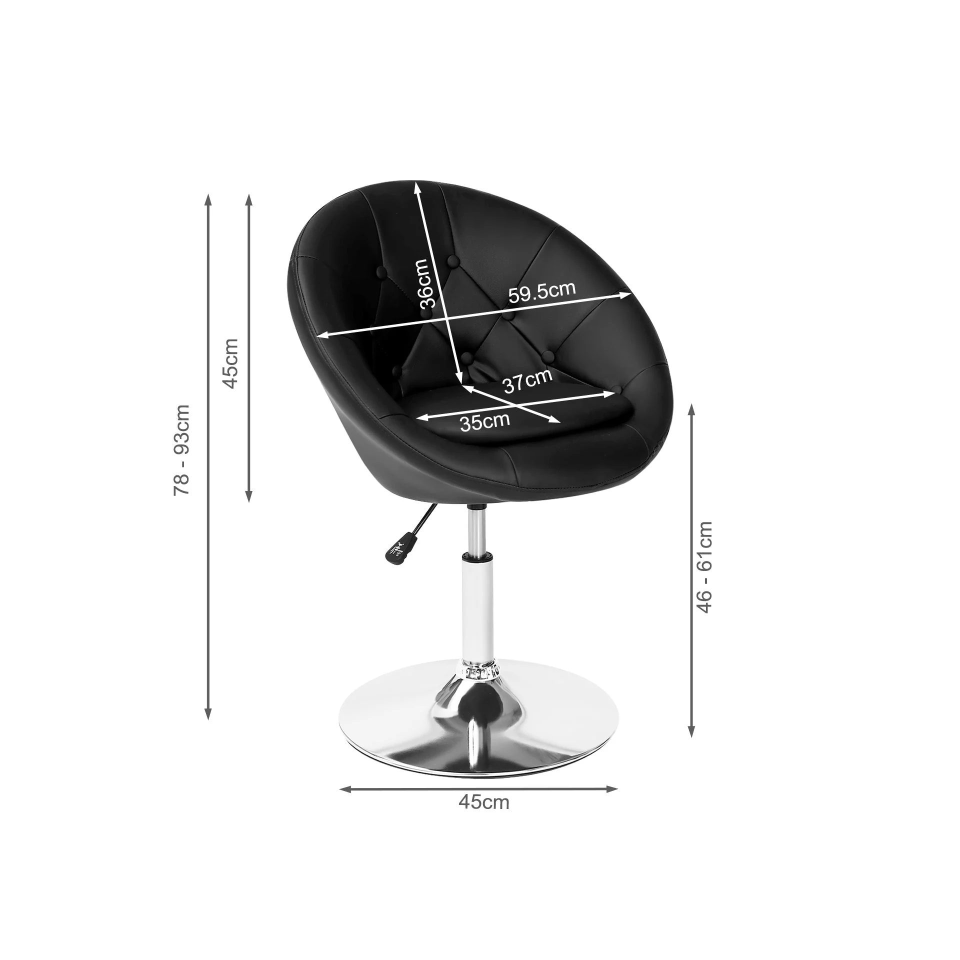 Iva PU Leather Swivel Bar Stool - Set of 2 - Black - Image 12