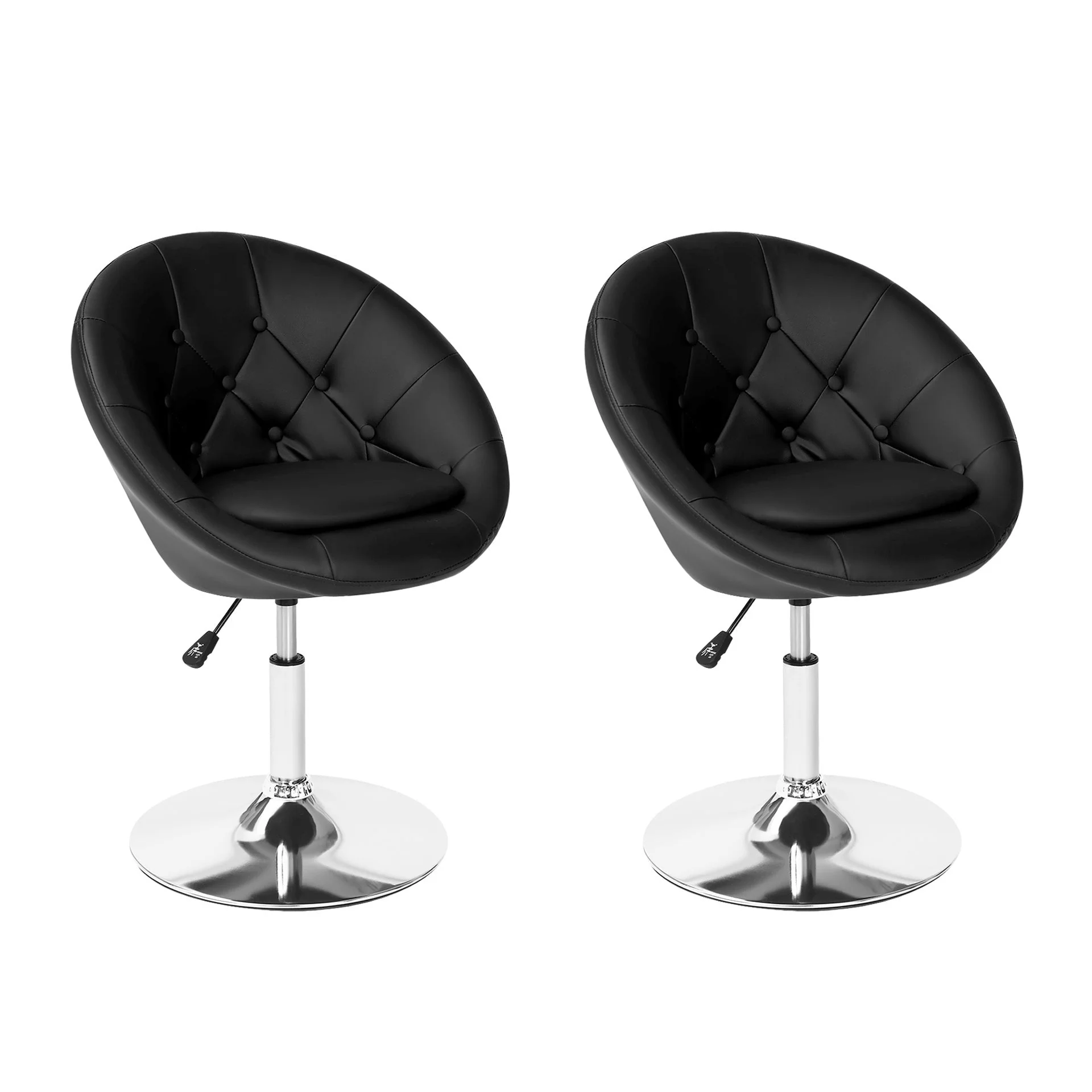 Iva PU Leather Swivel Bar Stool - Set of 2 - Black - Image 5