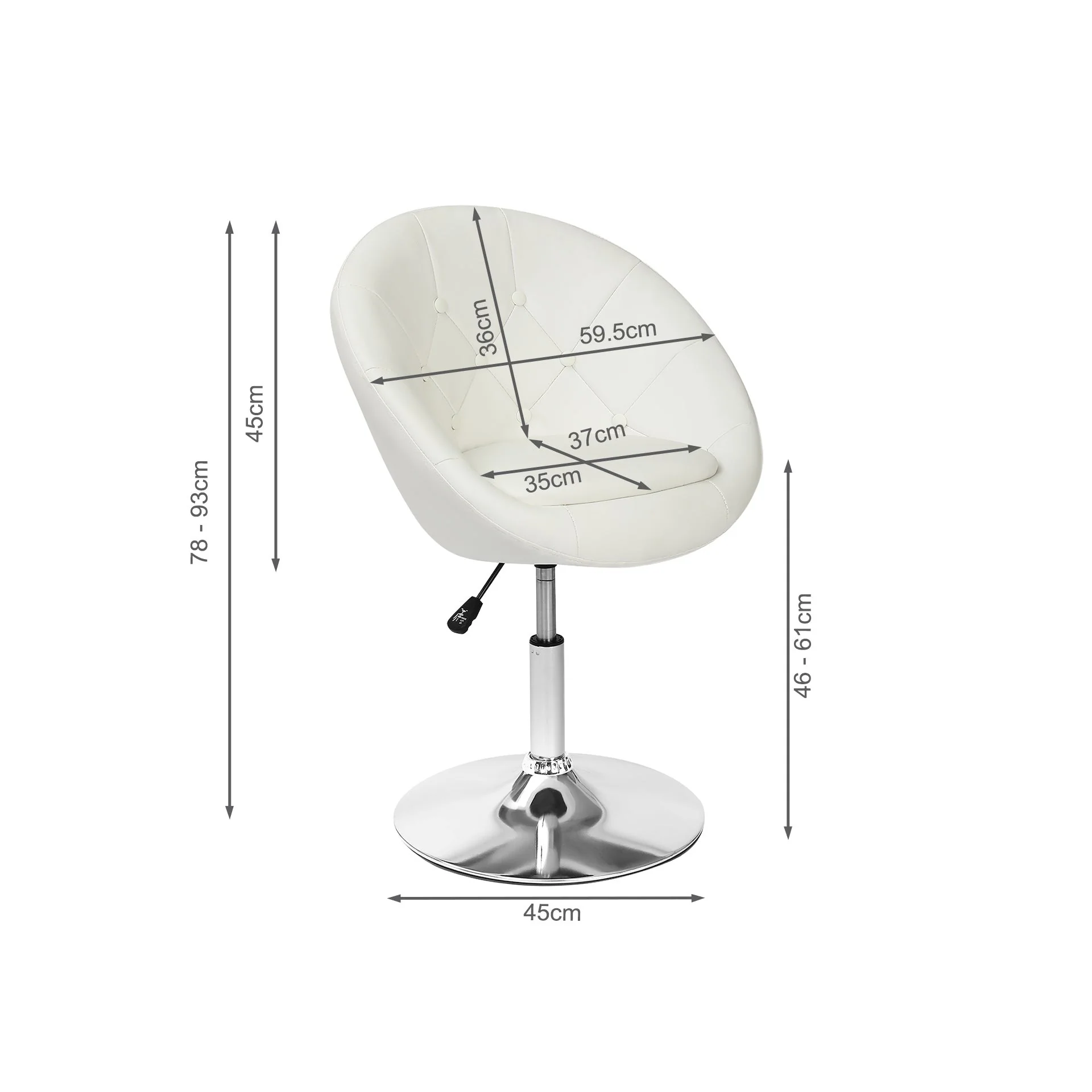 Iva PU Leather Swivel Bar Stool - Set of 2 - White - Image 12
