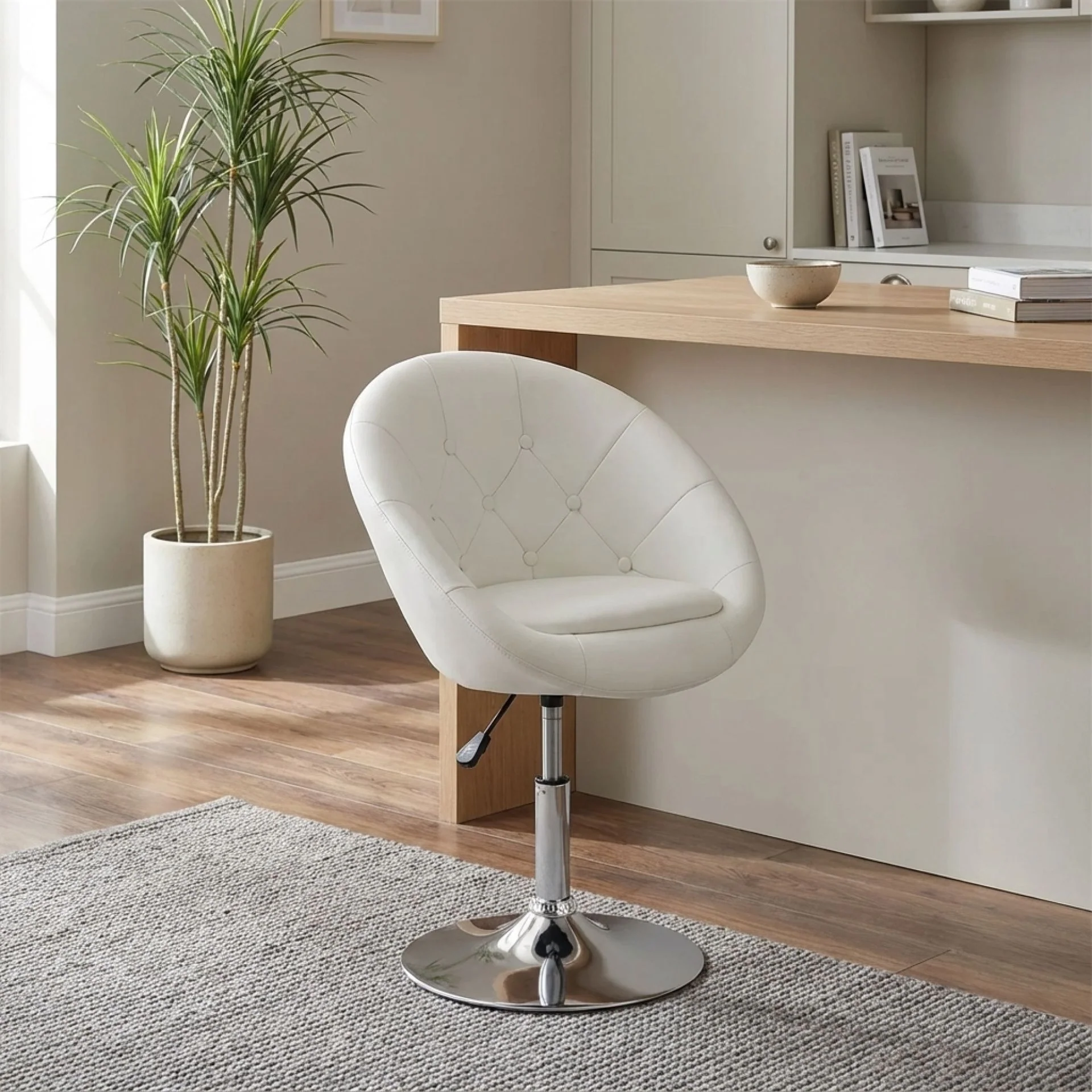Iva PU Leather Swivel Bar Stool - Set of 2 - White - Image 5