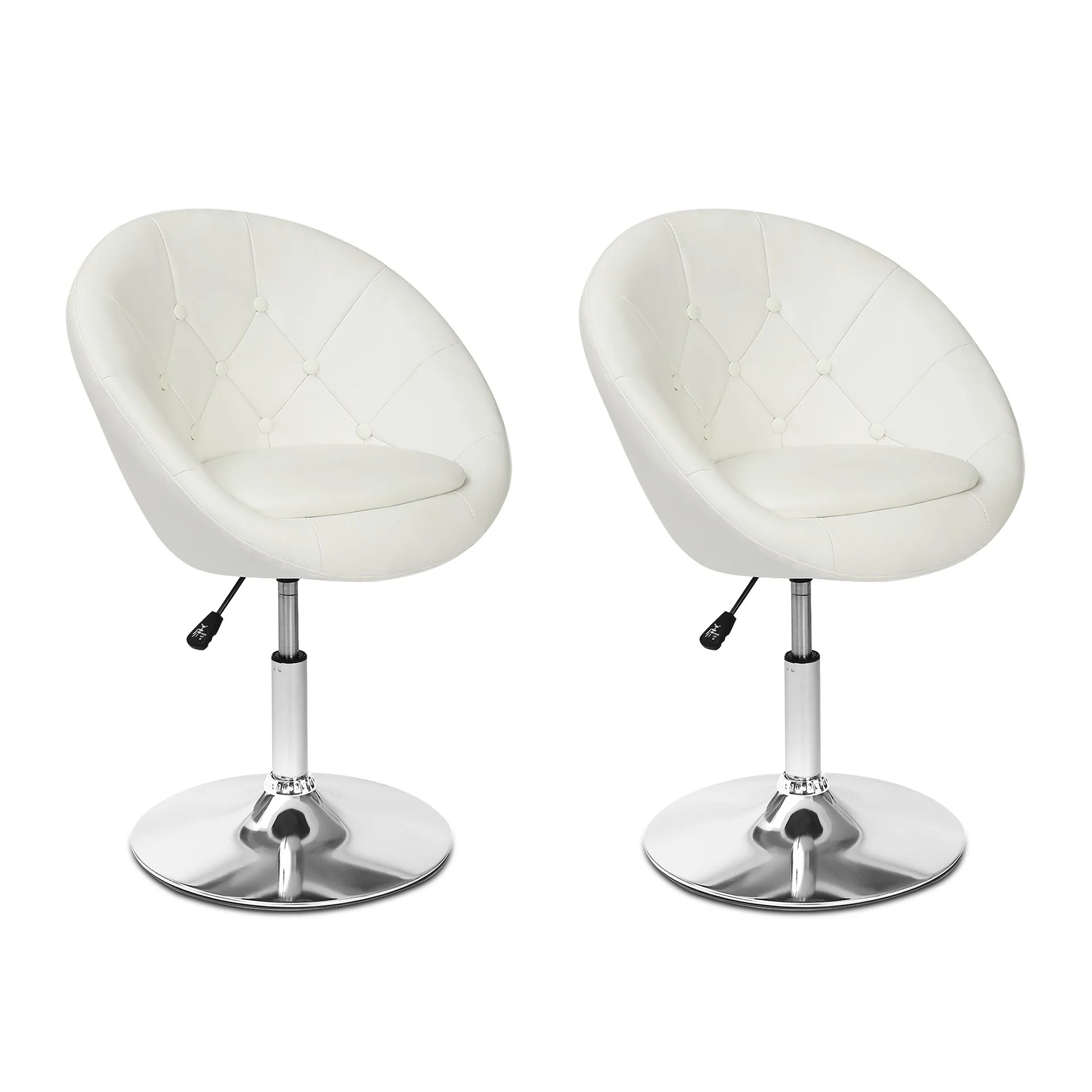 Iva PU Leather Swivel Bar Stool - Set of 2 - White - Image 6
