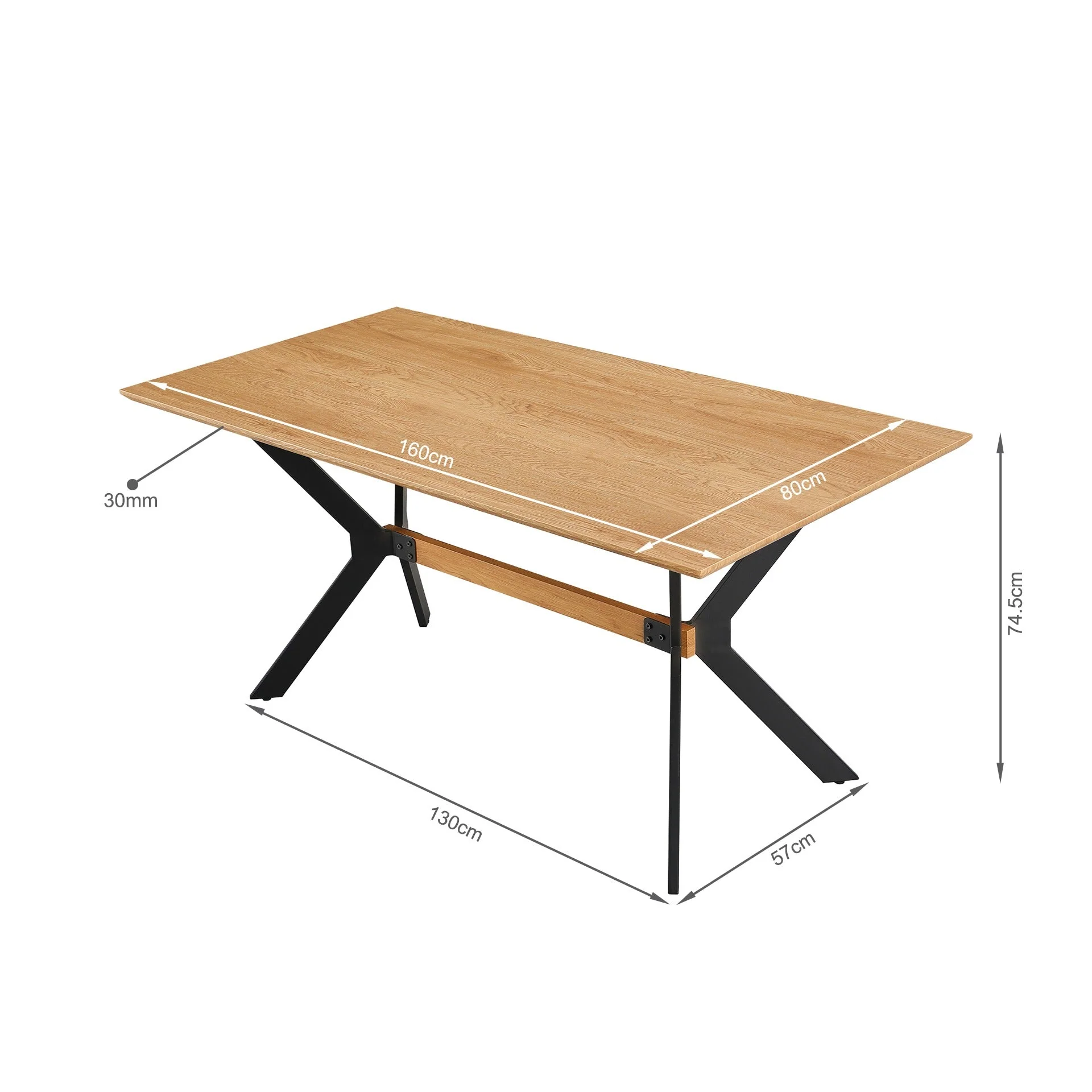 Jackson Dining Table 160 x 80cm - Natural - Image 8