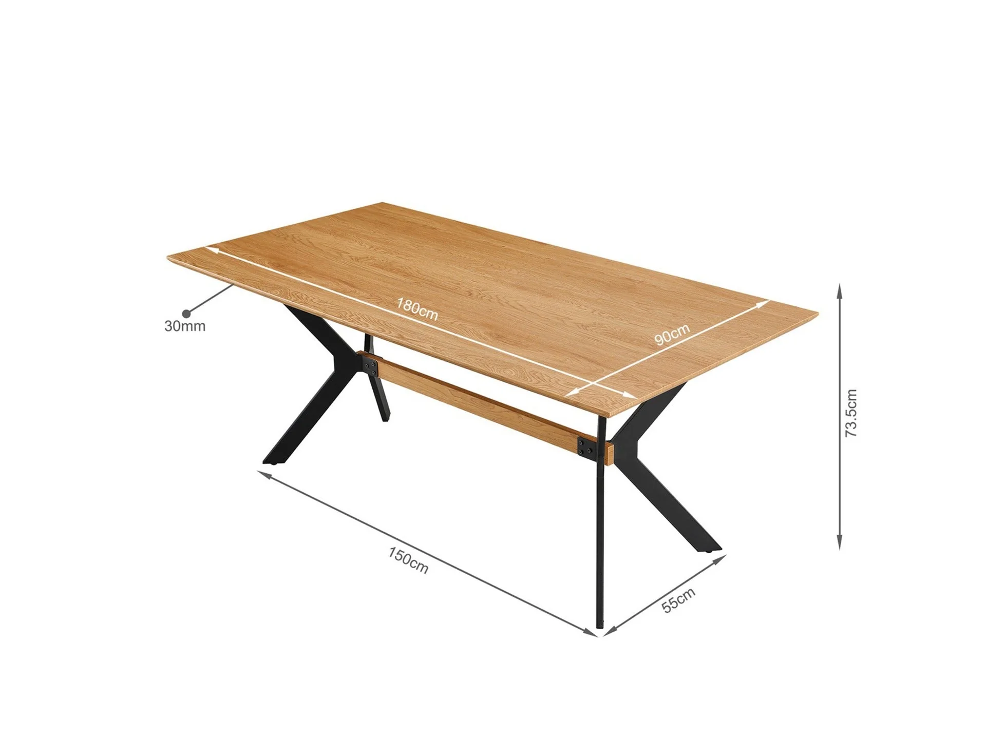Jackson Dining Table 180 x 90cm - Natural - Image 8