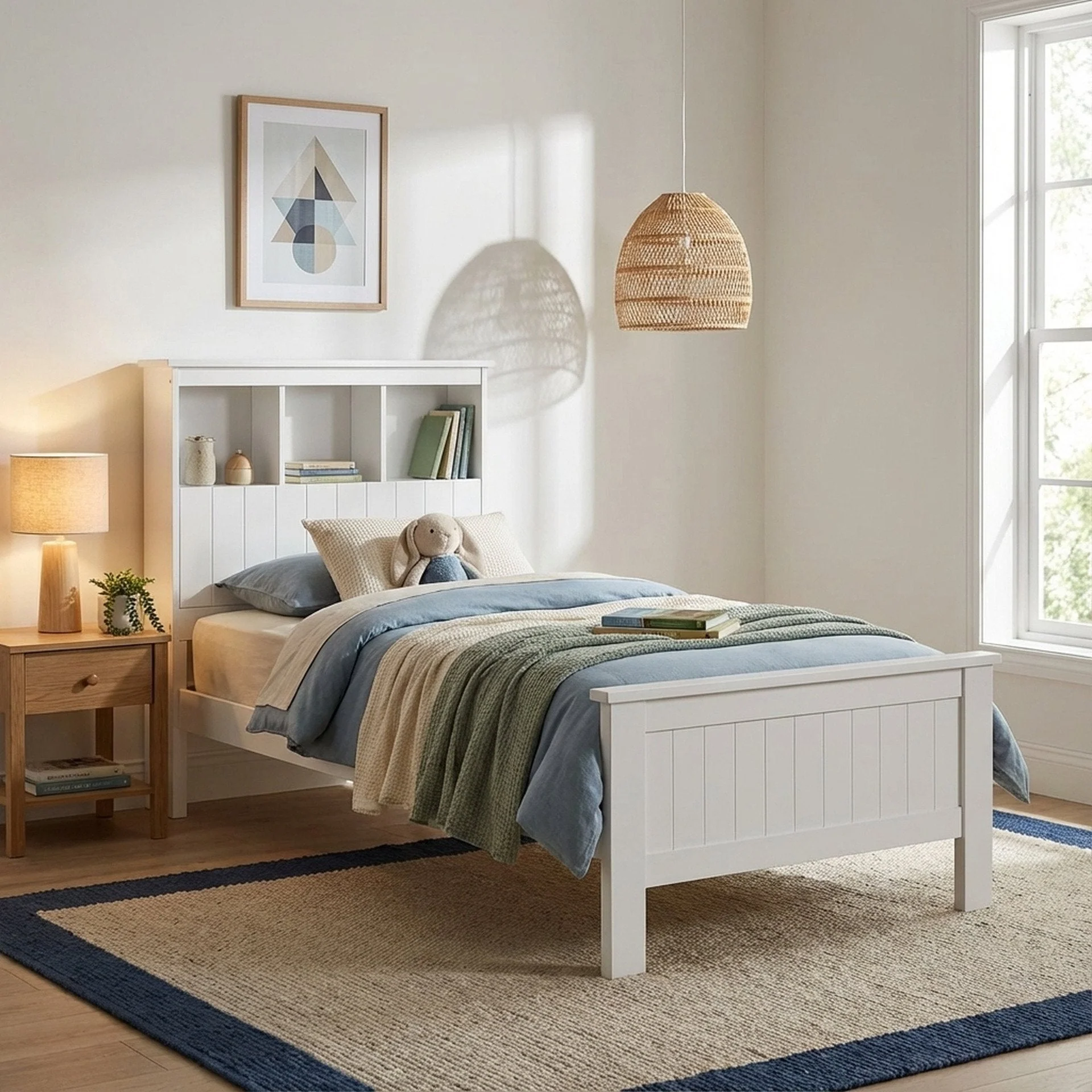 Jamie Single Wooden Bed Frame - White