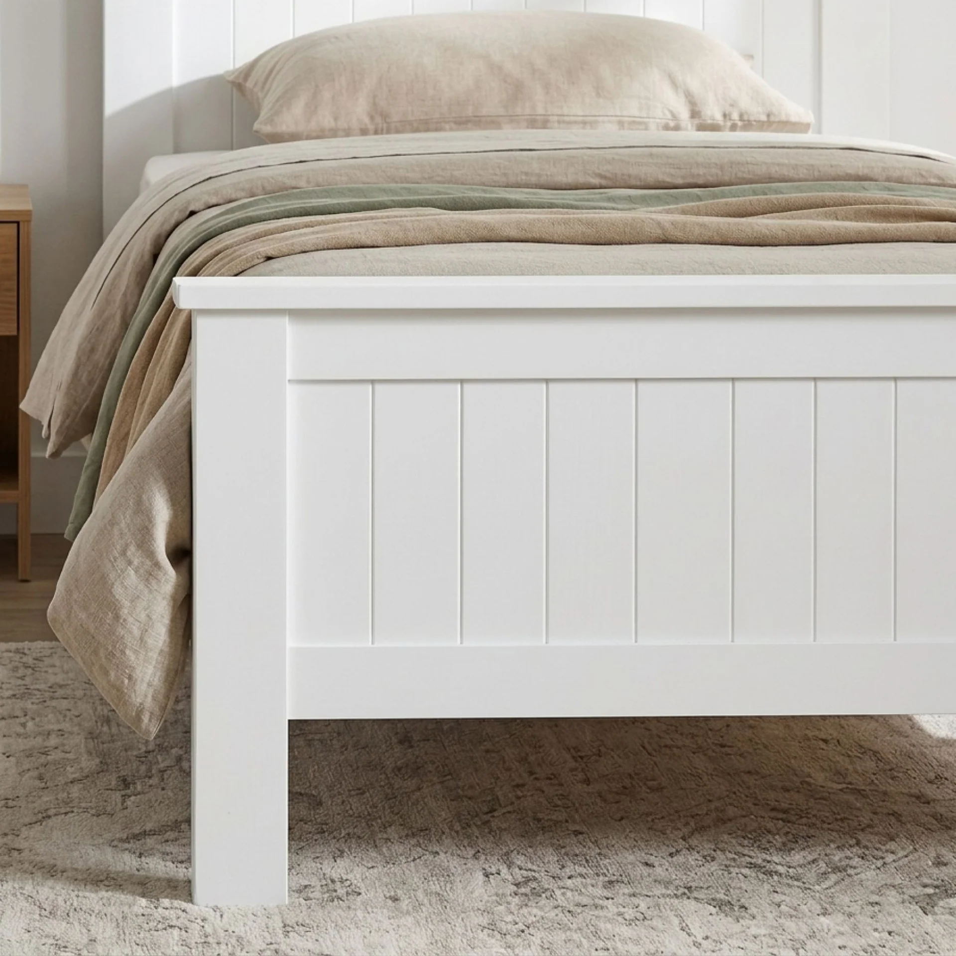 Jamie Single Wooden Bed Frame - White - Image 5
