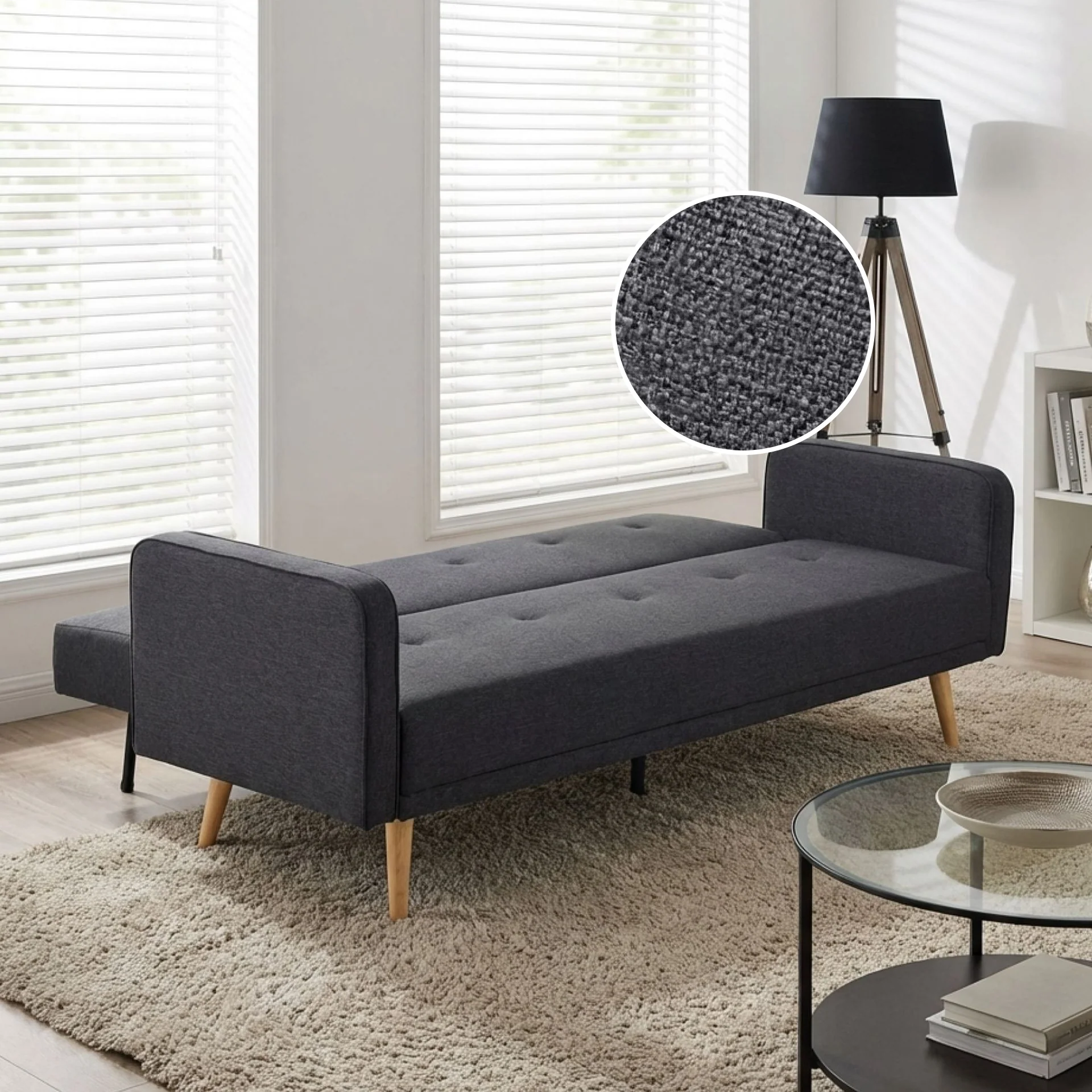 Jarrod 3 Seater Sofa Bed - Dark Grey - Image 3