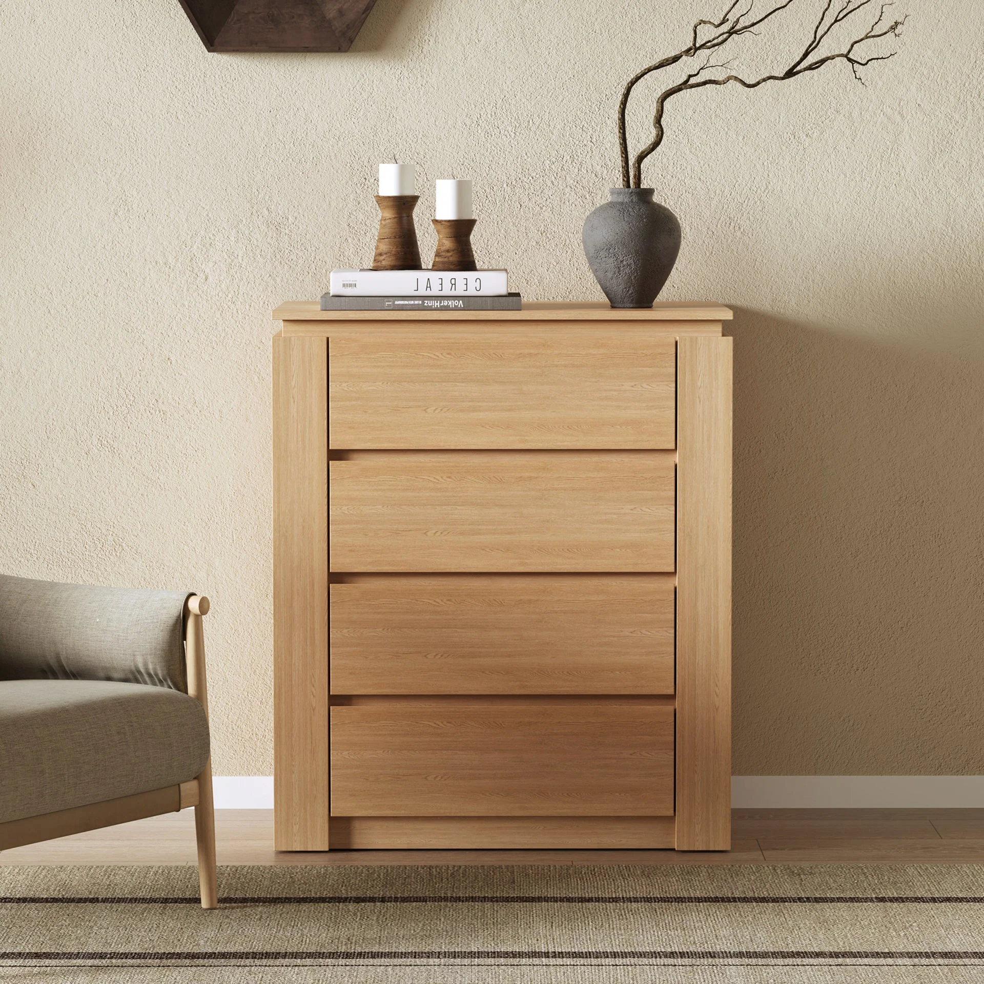 Jayce 4 Drawers Tallboy - Oak - Image 2