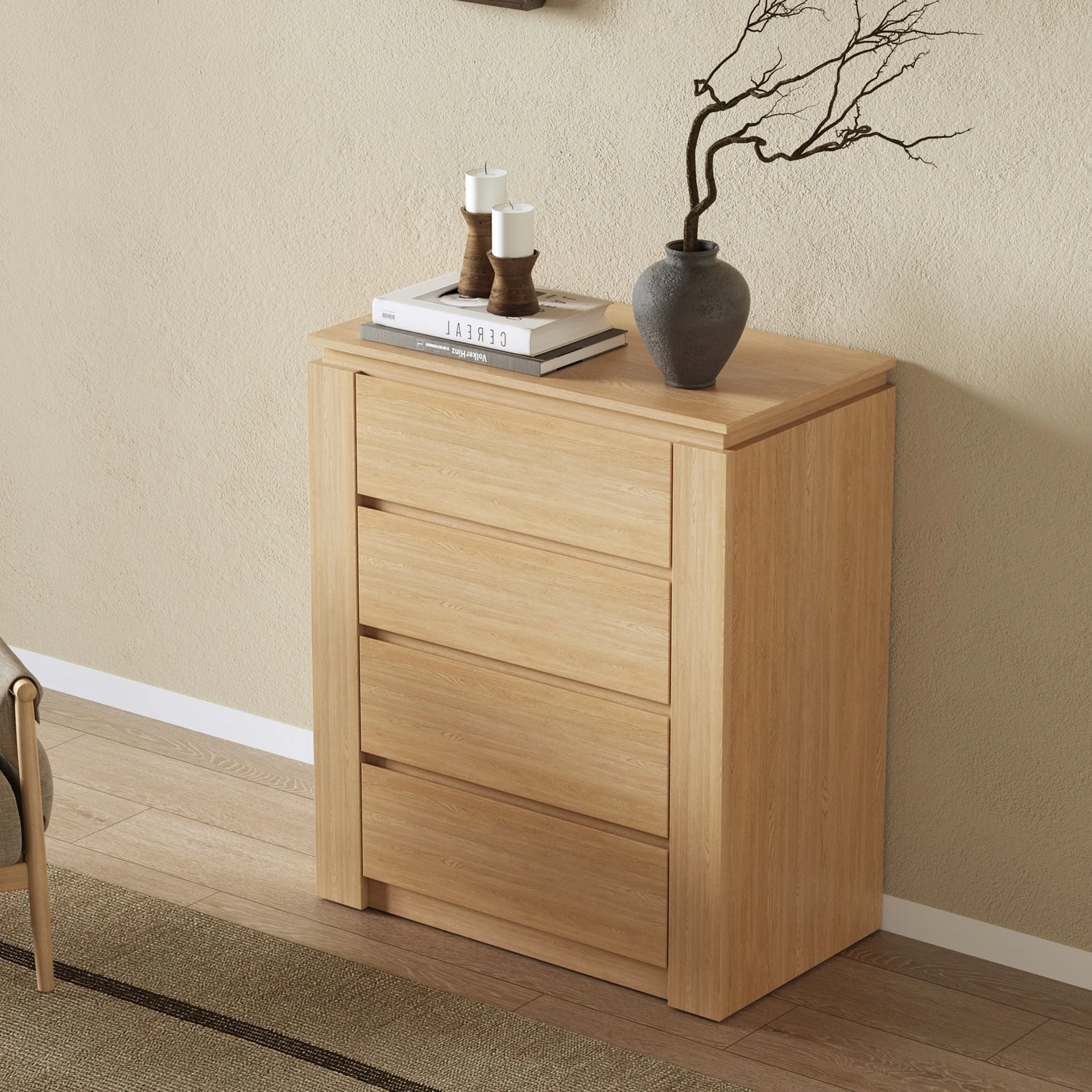 Jayce 4 Drawers Tallboy - Oak - Image 3