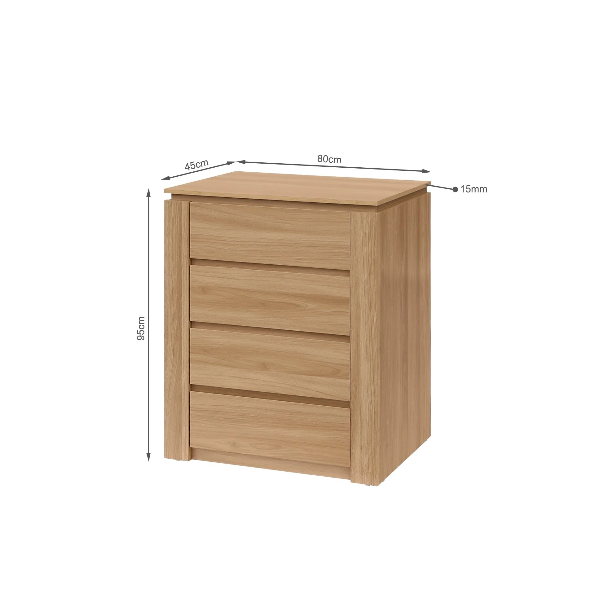 Jayce 4 Drawers Tallboy - Oak - Image 8