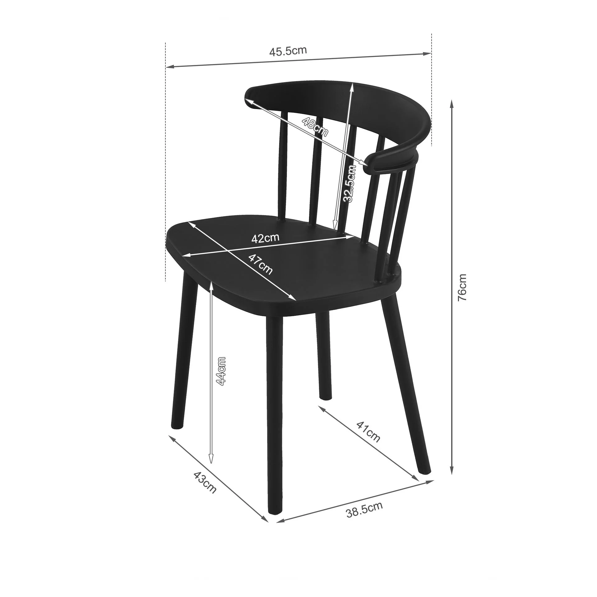 Jayden Dining Chair - Set of 4 - Black - Image 11