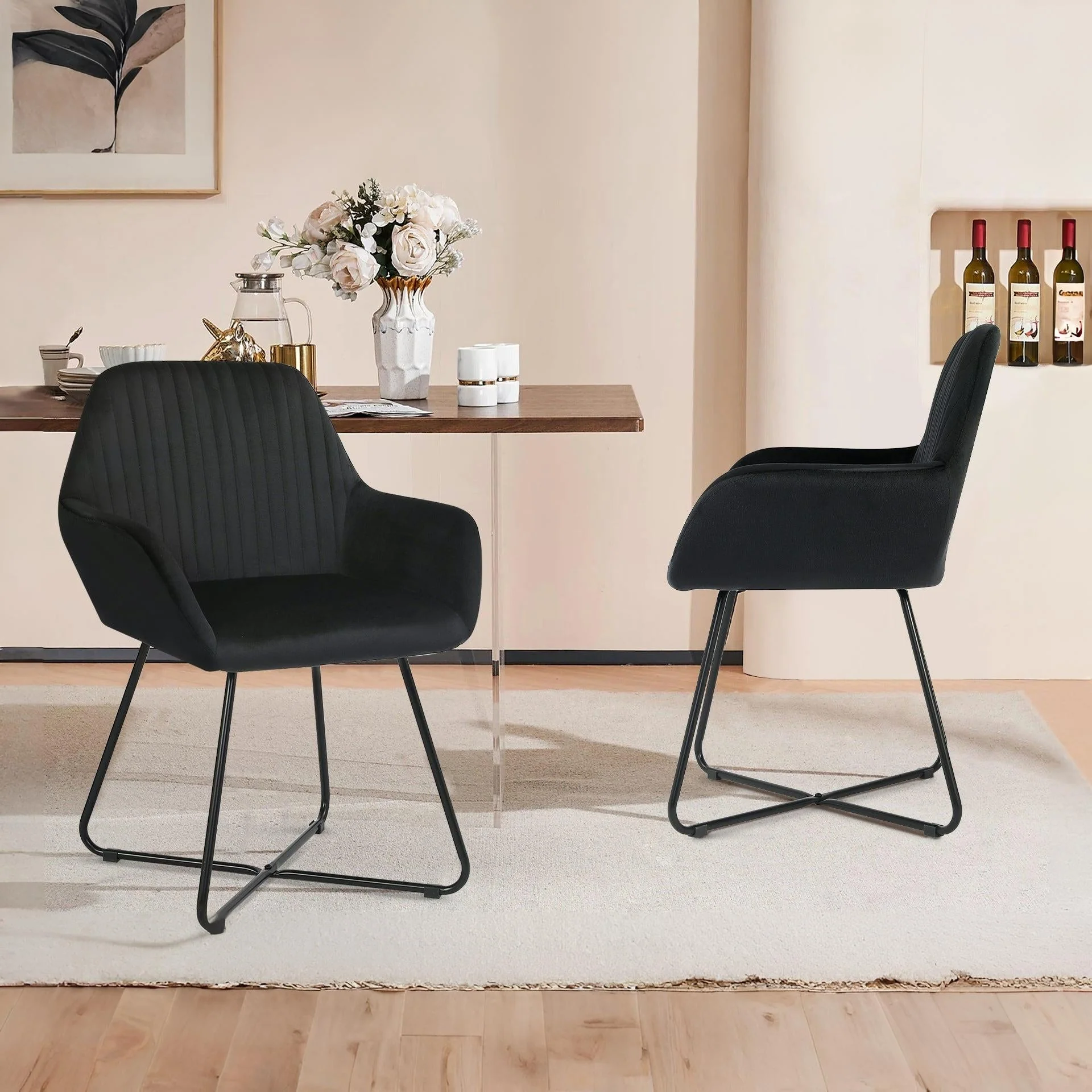 Jesus Velvet Upholstery Dining Chairs - Set of 2 - Black - Image 6