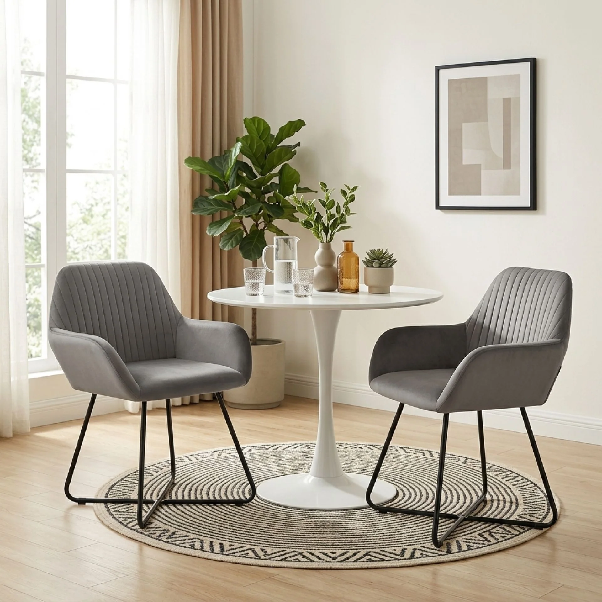 Jesus Velvet Upholstery Dining Chairs - Set of 2 - Grey