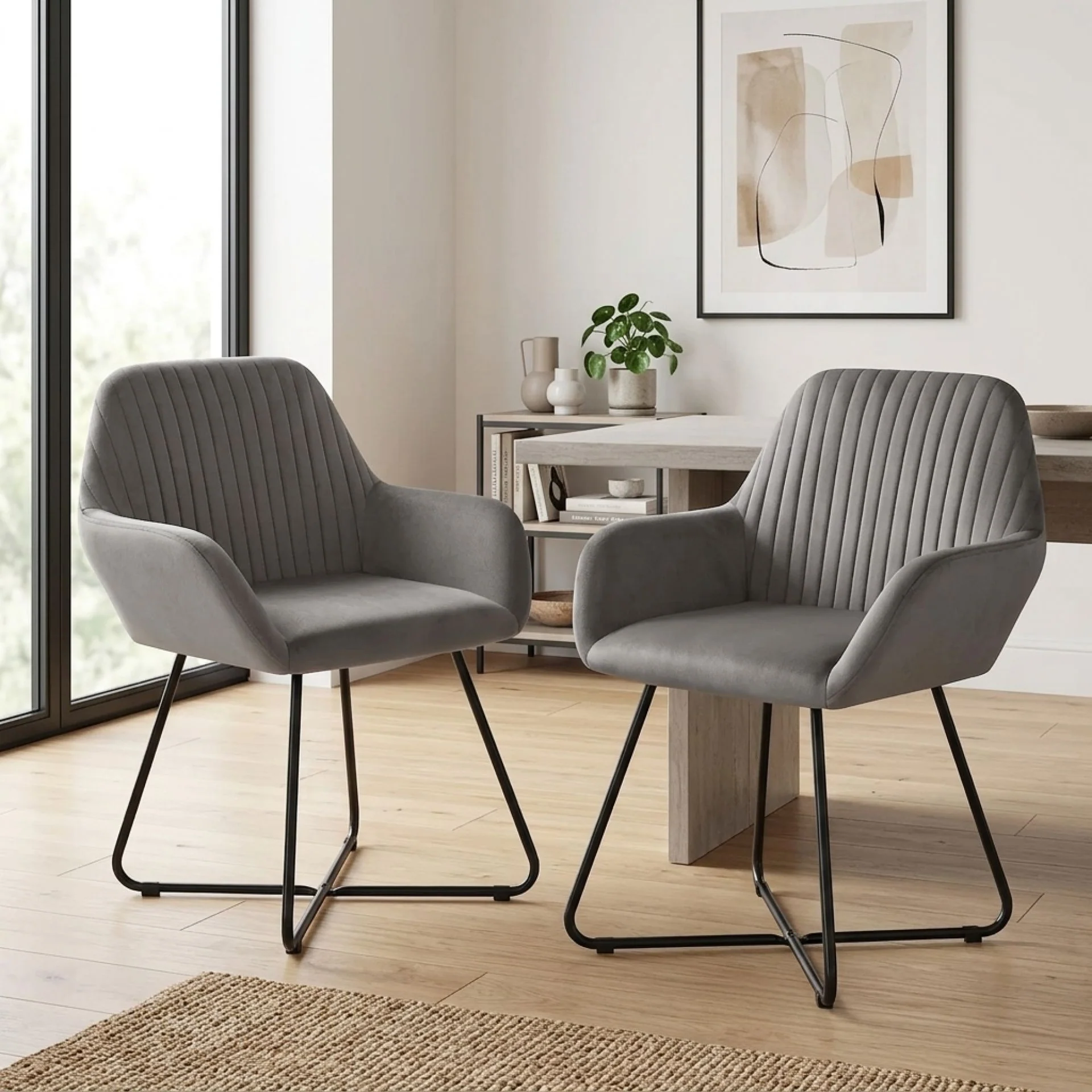 Jesus Velvet Upholstery Dining Chairs - Set of 2 - Grey - Image 3