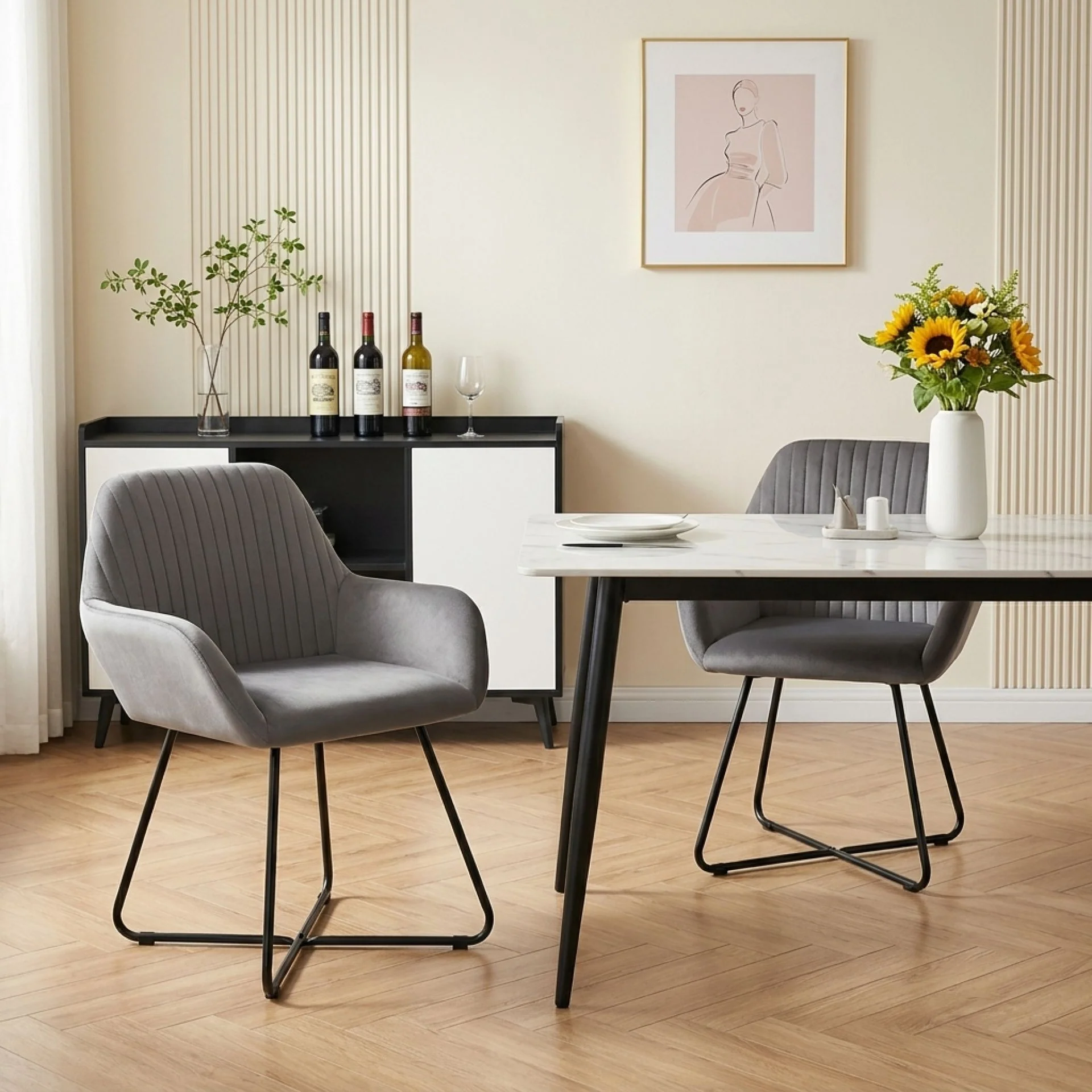 Jesus Velvet Upholstery Dining Chairs - Set of 2 - Grey - Image 4