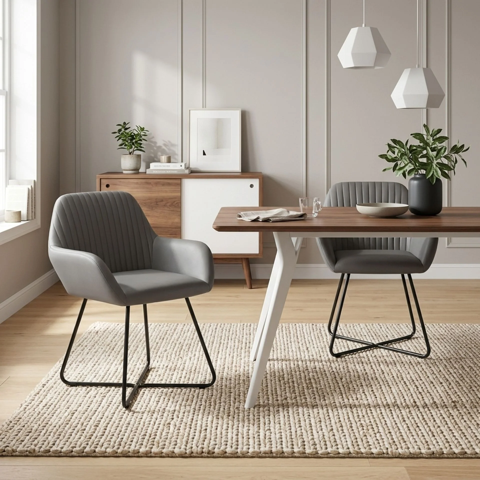 Jesus Velvet Upholstery Dining Chairs - Set of 2 - Grey - Image 5