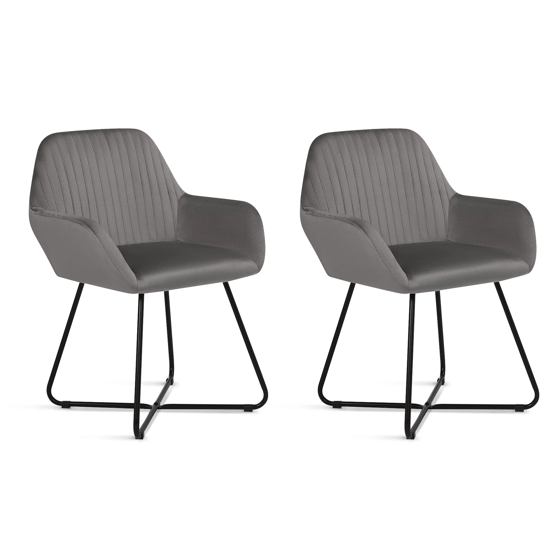 Jesus Velvet Upholstery Dining Chairs - Set of 2 - Grey - Image 6
