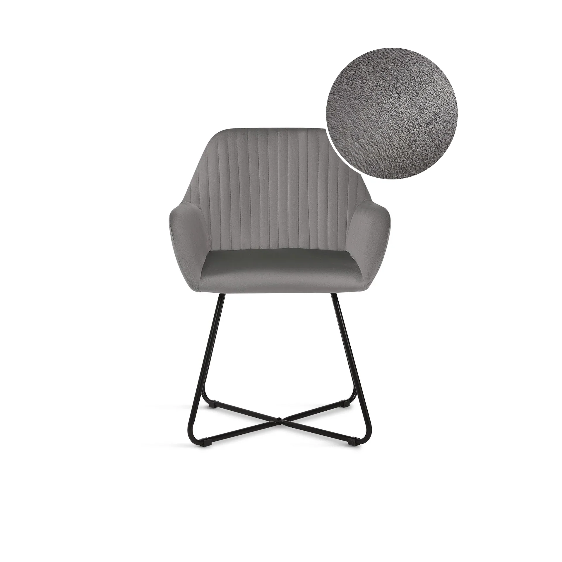 Jesus Velvet Upholstery Dining Chairs - Set of 2 - Grey - Image 7