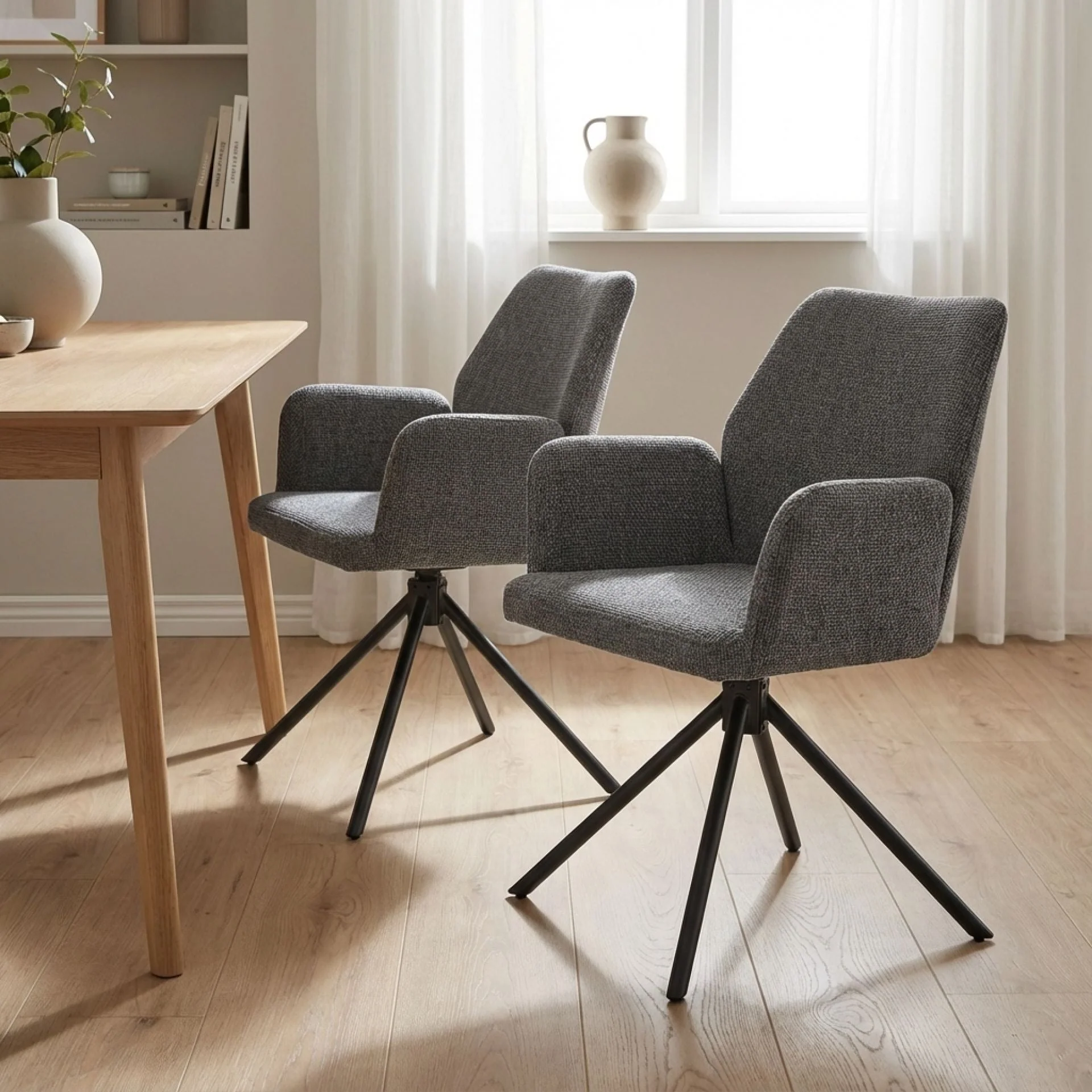 Jett Swivel Dining Chairs - Set of 2 - Grey - Image 3