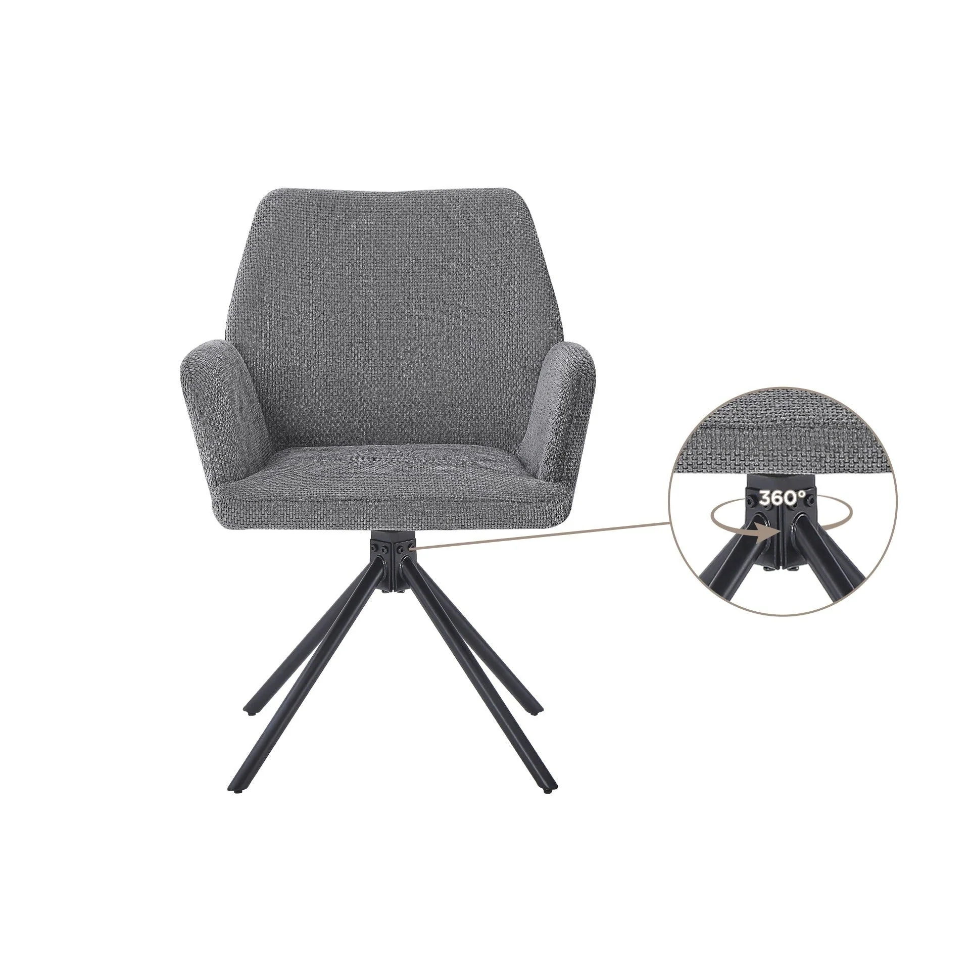 Jett Swivel Dining Chairs - Set of 2 - Grey - Image 7