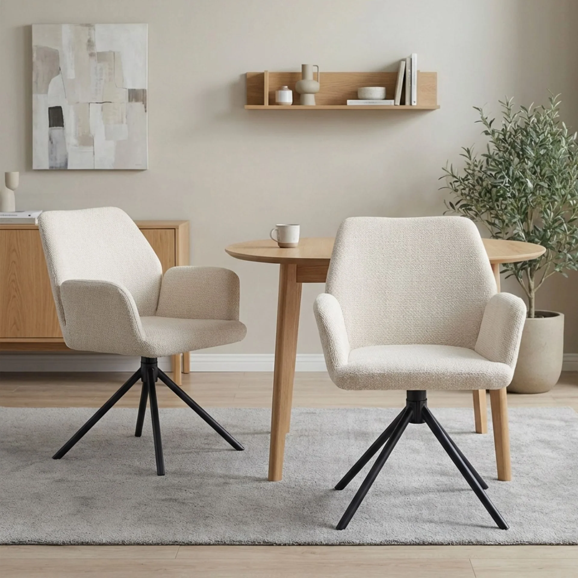 Jett Swivel Dining Chairs - Set of 2 - Off White