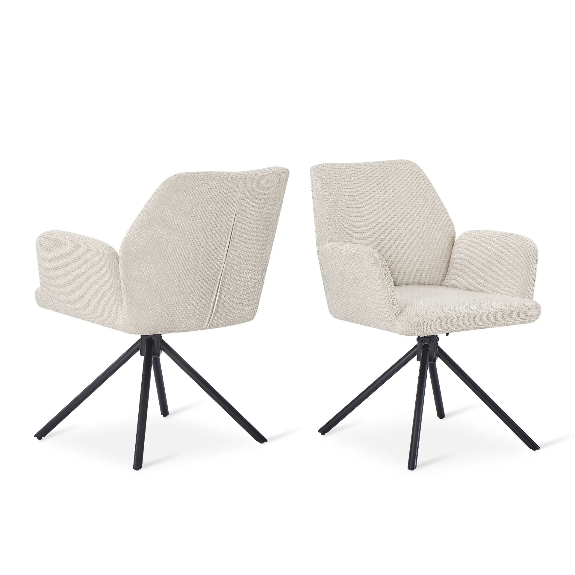 Jett Swivel Dining Chairs - Set of 2 - Off White - Image 10