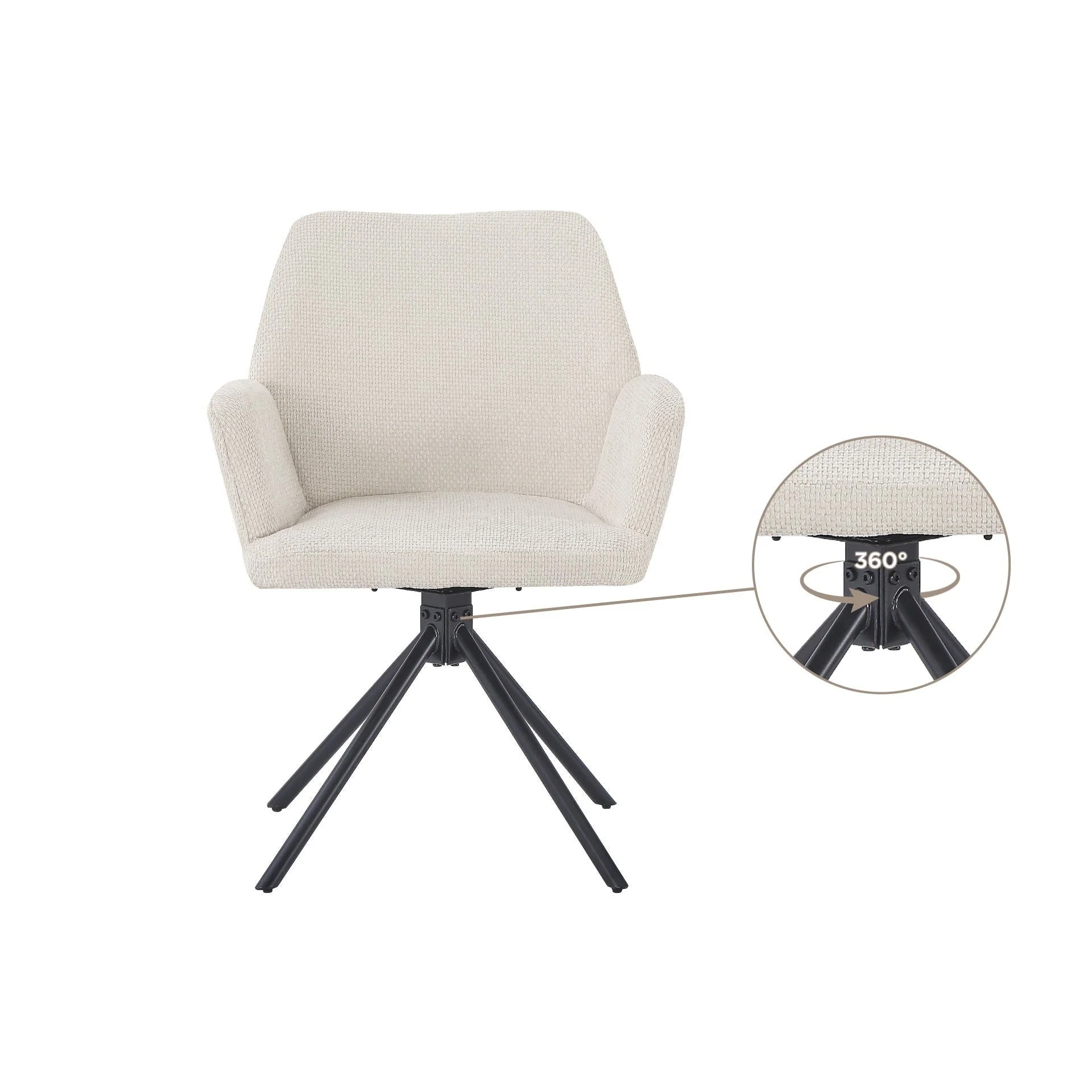 Jett Swivel Dining Chairs - Set of 2 - Off White - Image 11