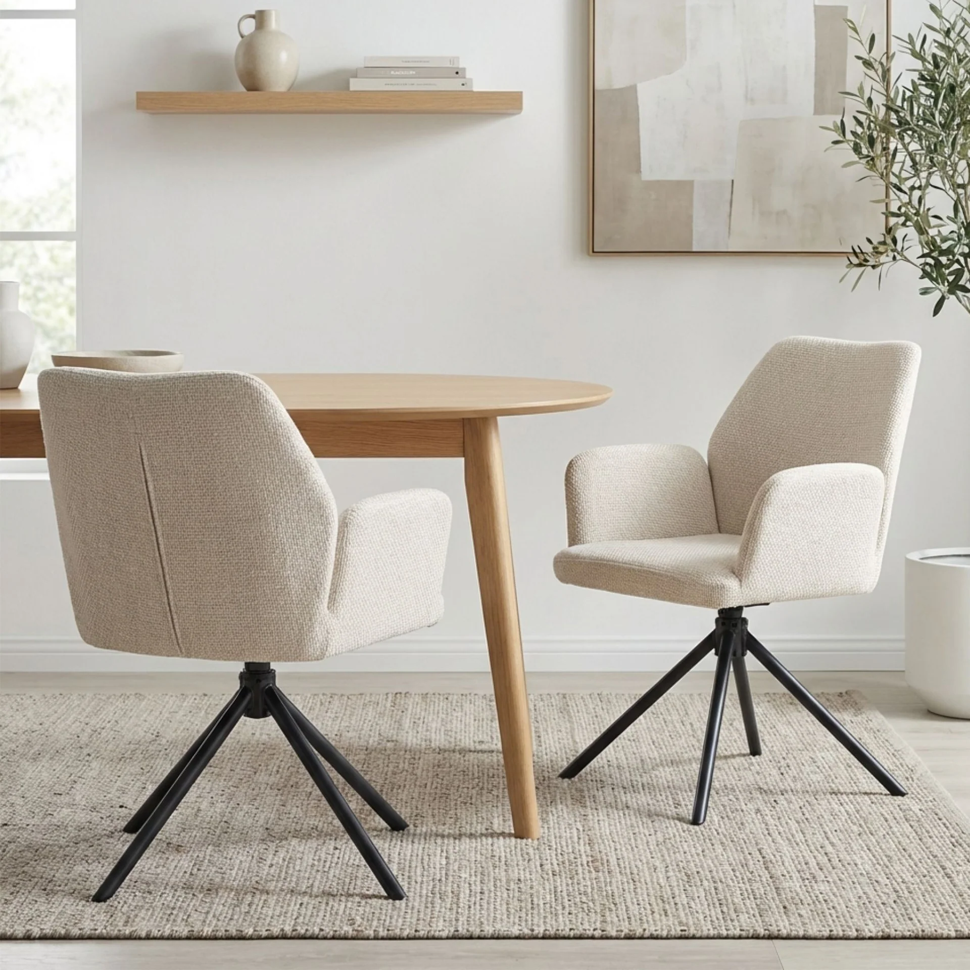 Jett Swivel Dining Chairs - Set of 2 - Off White - Image 2