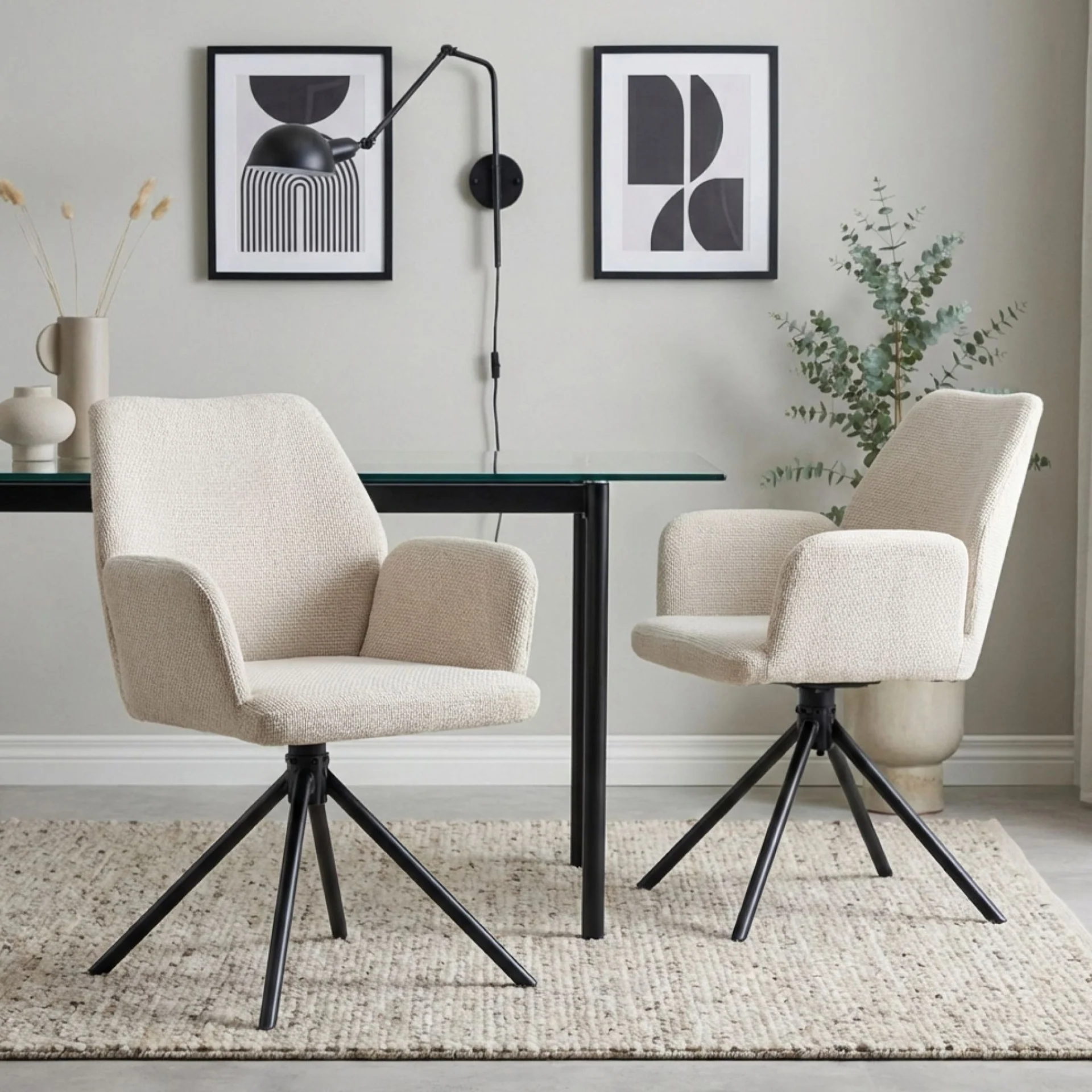 Jett Swivel Dining Chairs - Set of 2 - Off White - Image 3