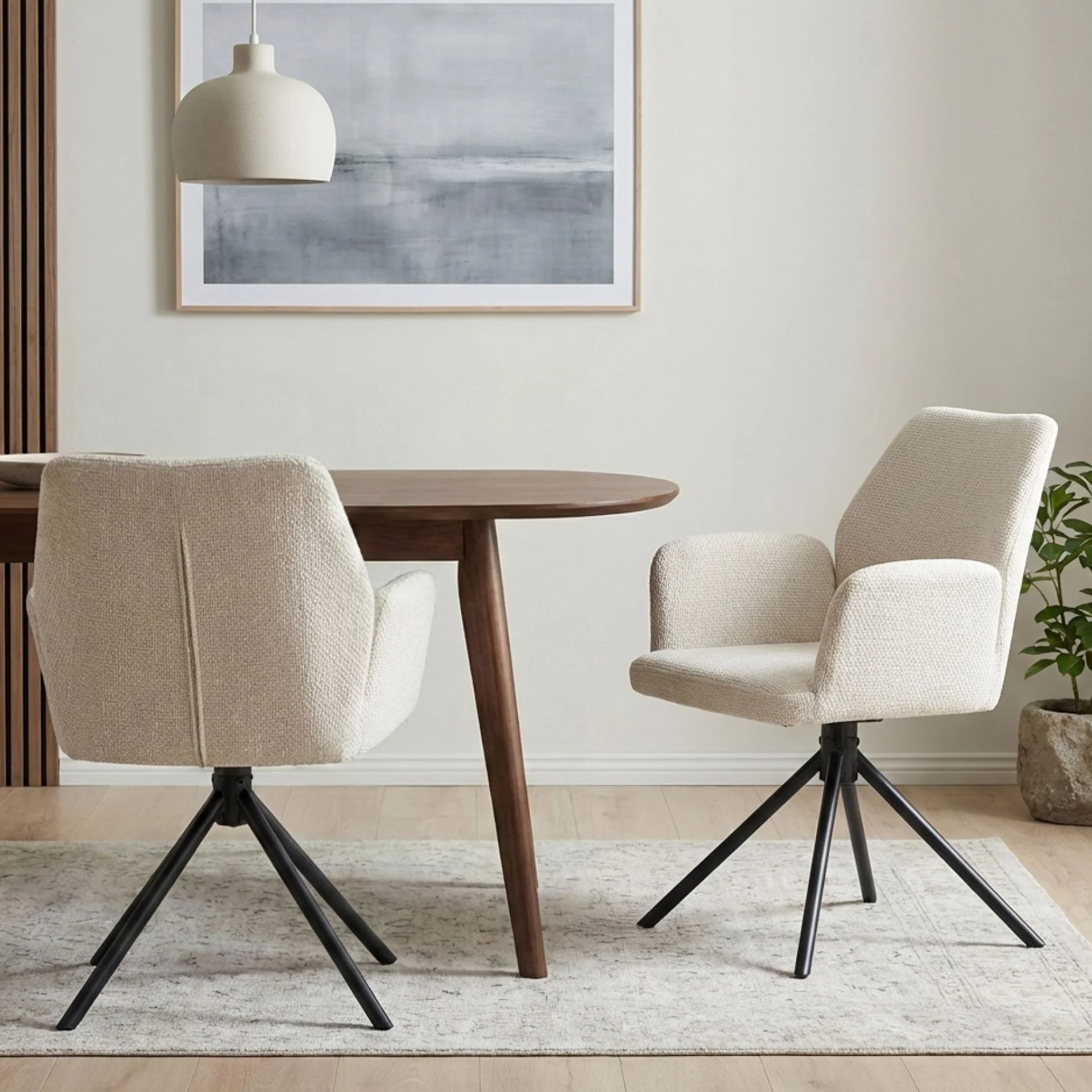 Jett Swivel Dining Chairs - Set of 2 - Off White - Image 4
