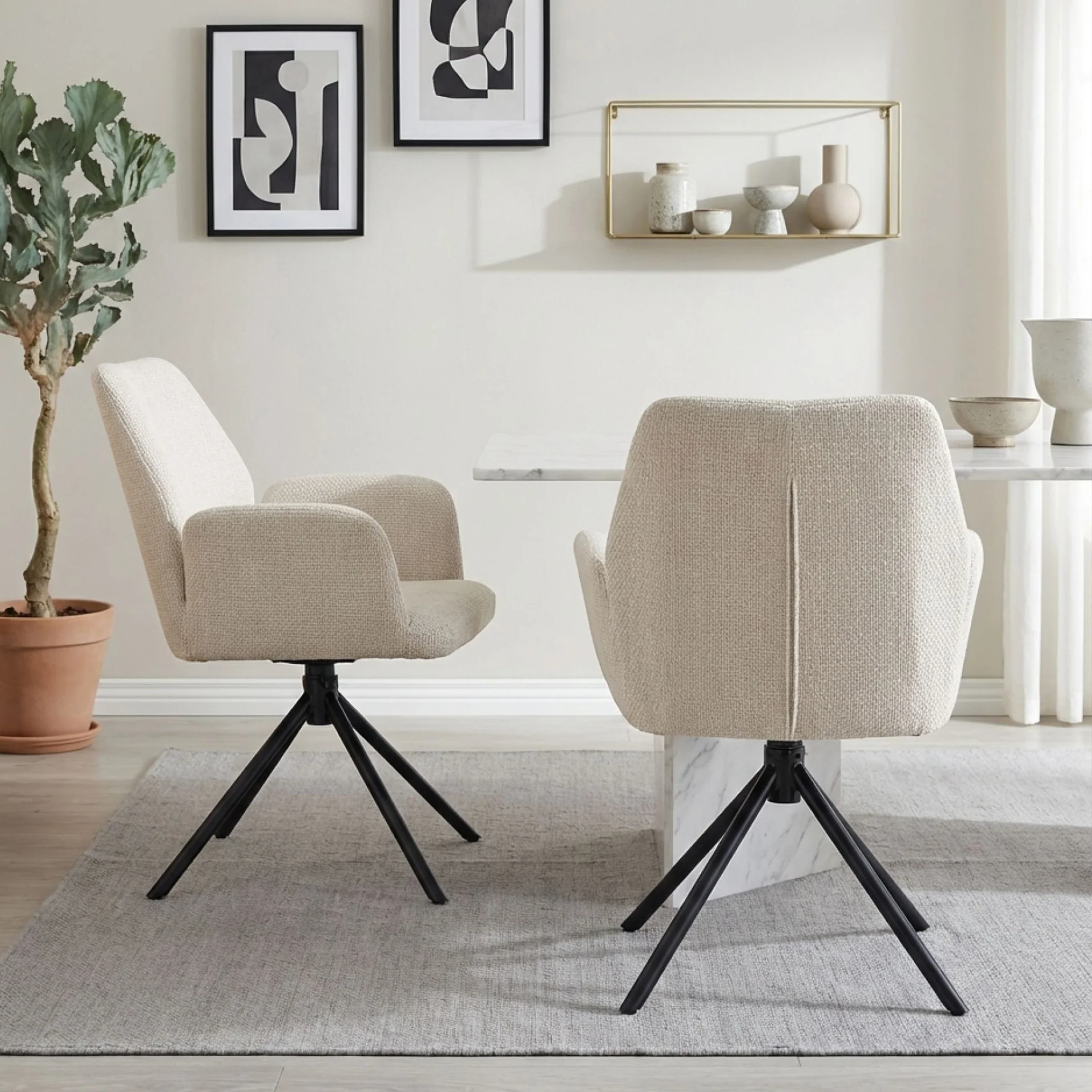 Jett Swivel Dining Chairs - Set of 2 - Off White - Image 5