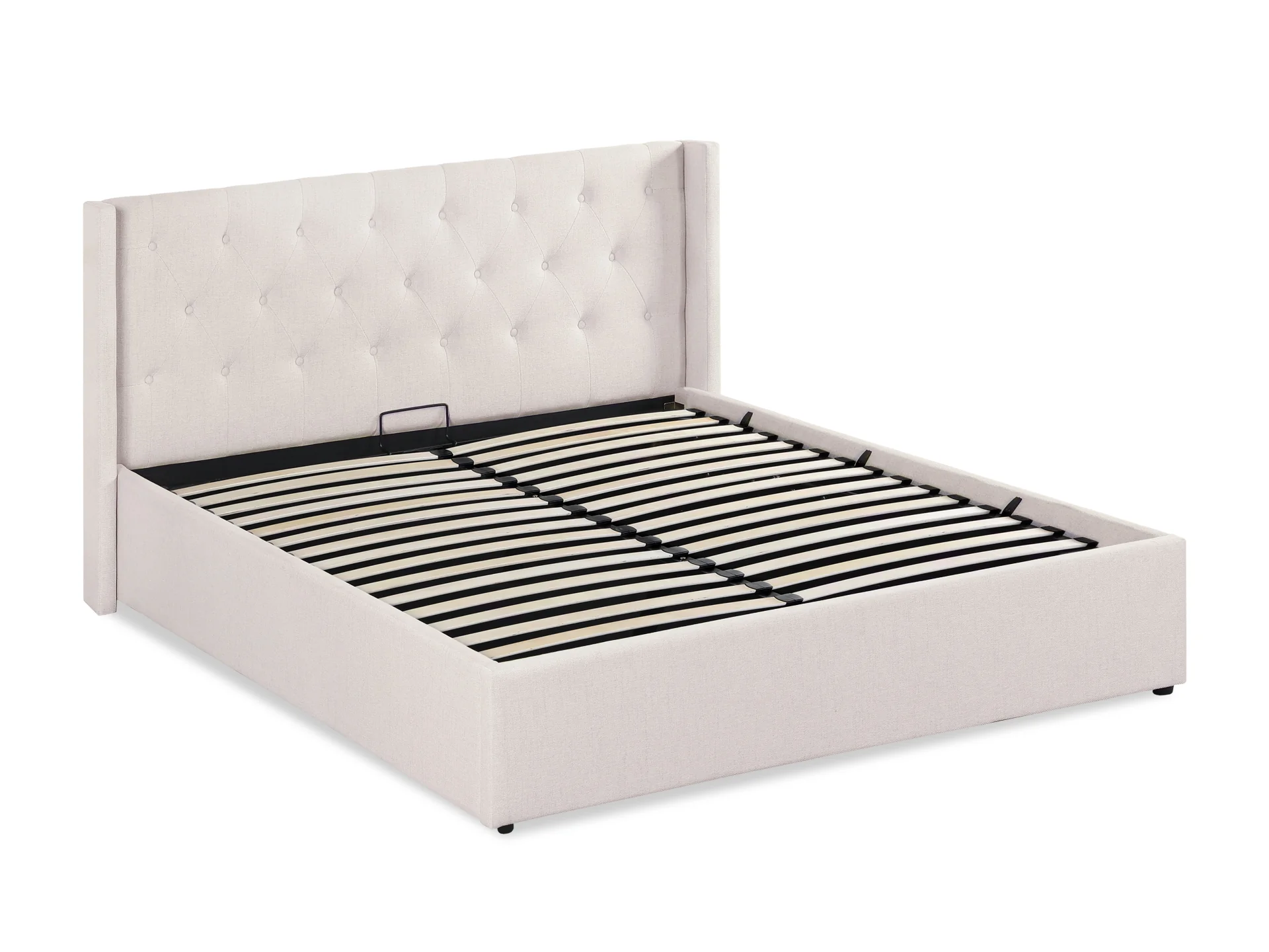 Johnson Queen Gas Lift Storage Bed Frame - Beige - Image 3