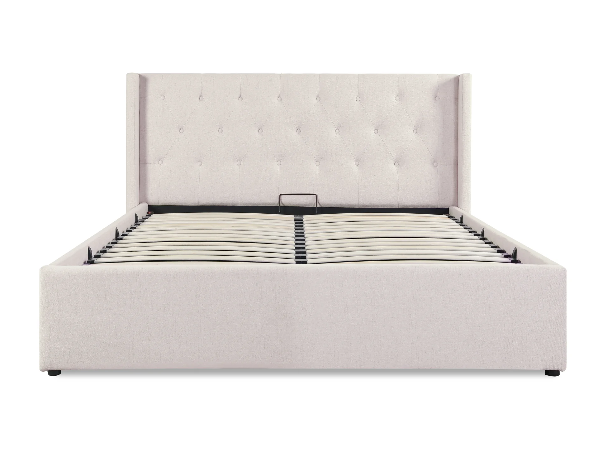 Johnson Queen Gas Lift Storage Bed Frame - Beige - Image 4
