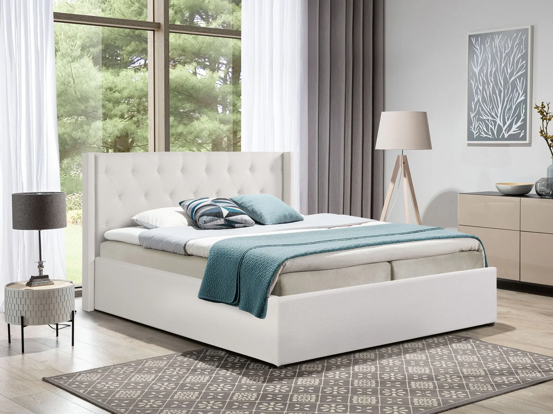 Johnson Queen Gas Lift Storage Bed Frame - White