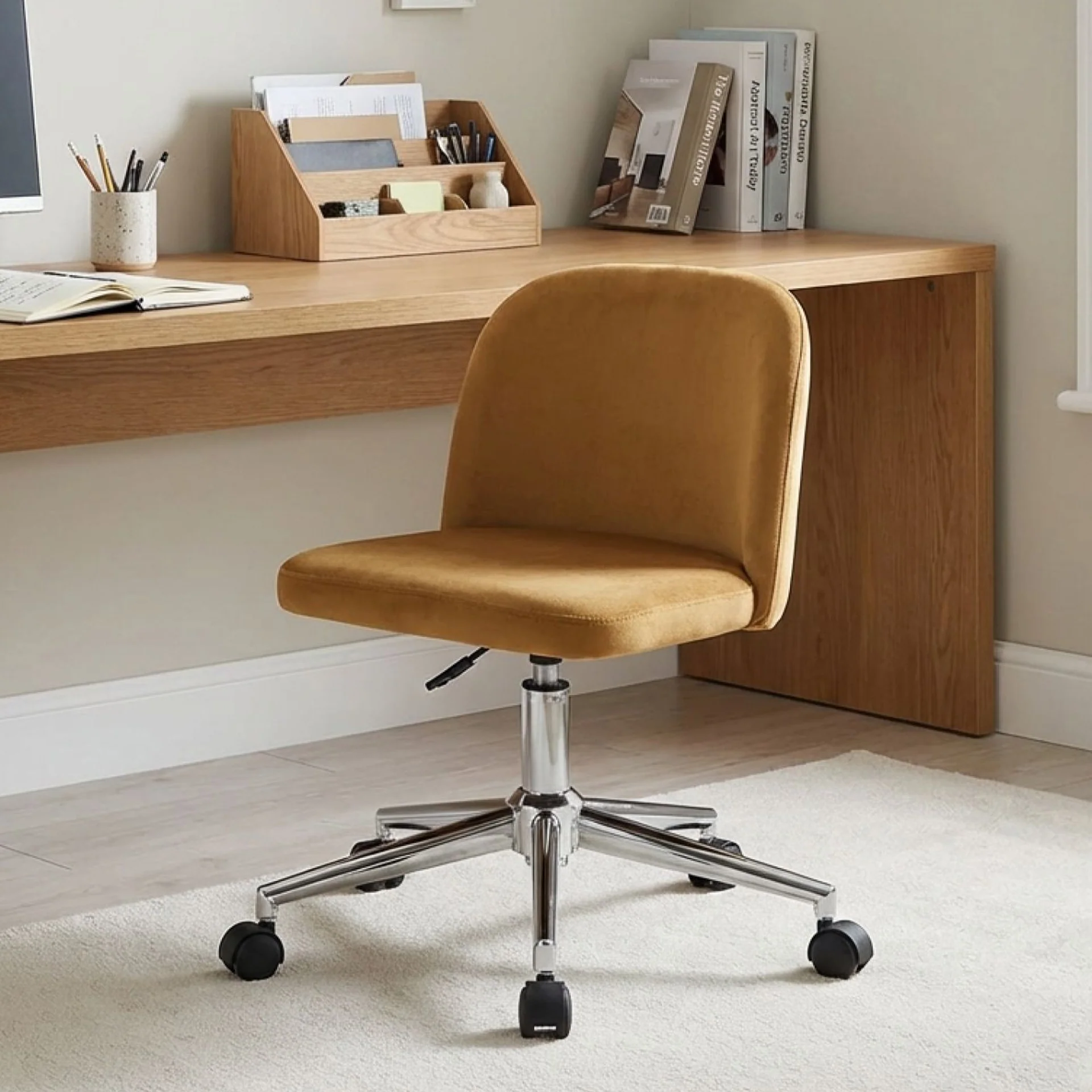 Jones Velvet Office Chair - Ochre