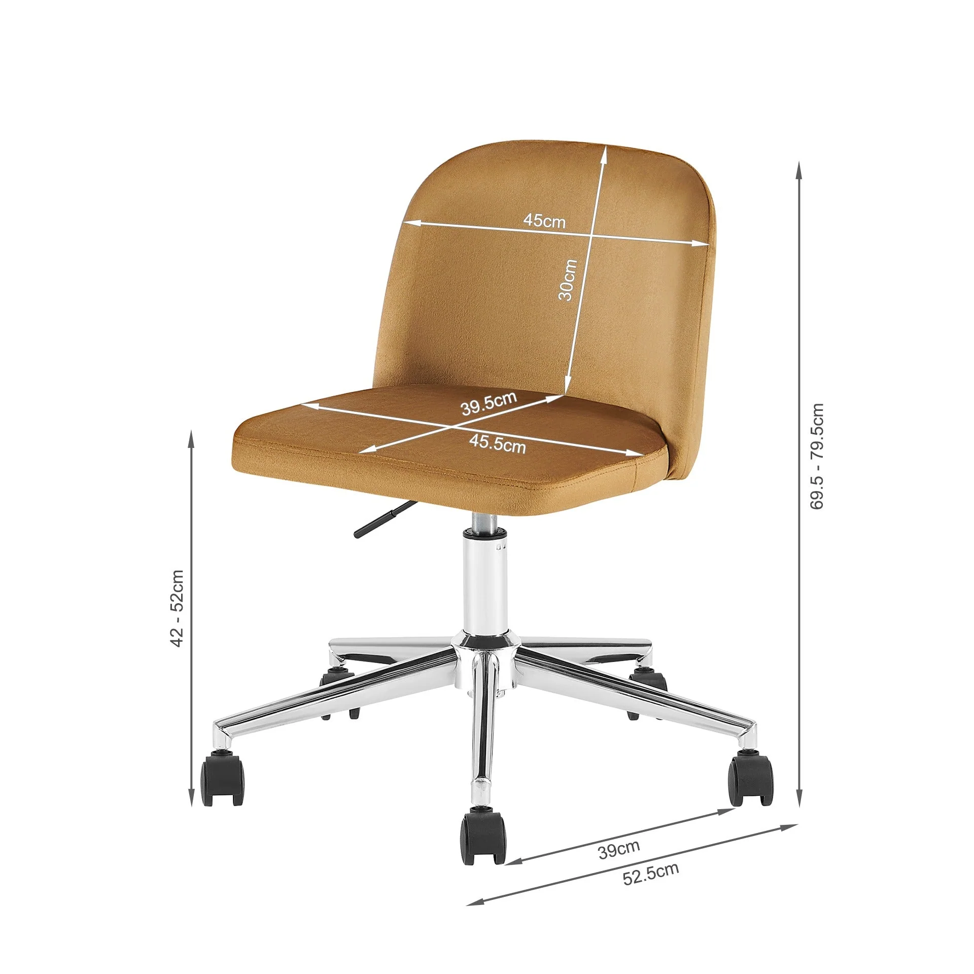 Jones Velvet Office Chair - Ochre - Image 10