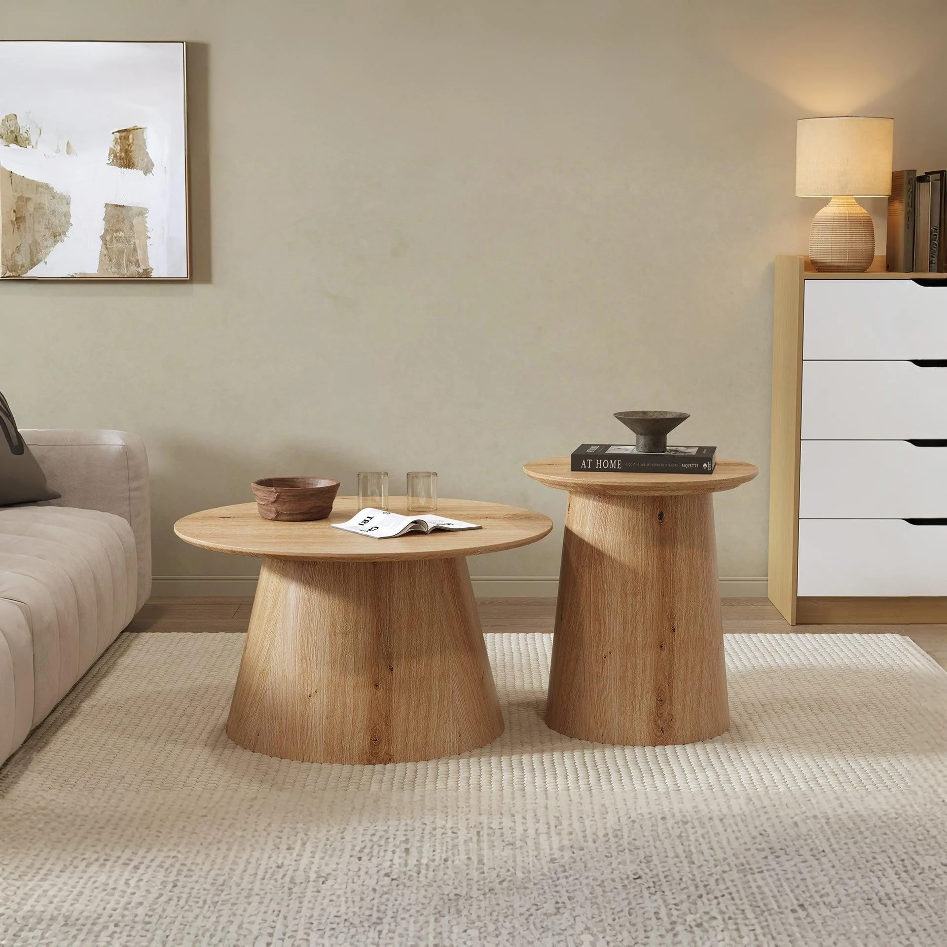 Jordan Round Coffee Table 50cm - Oak - Image 4
