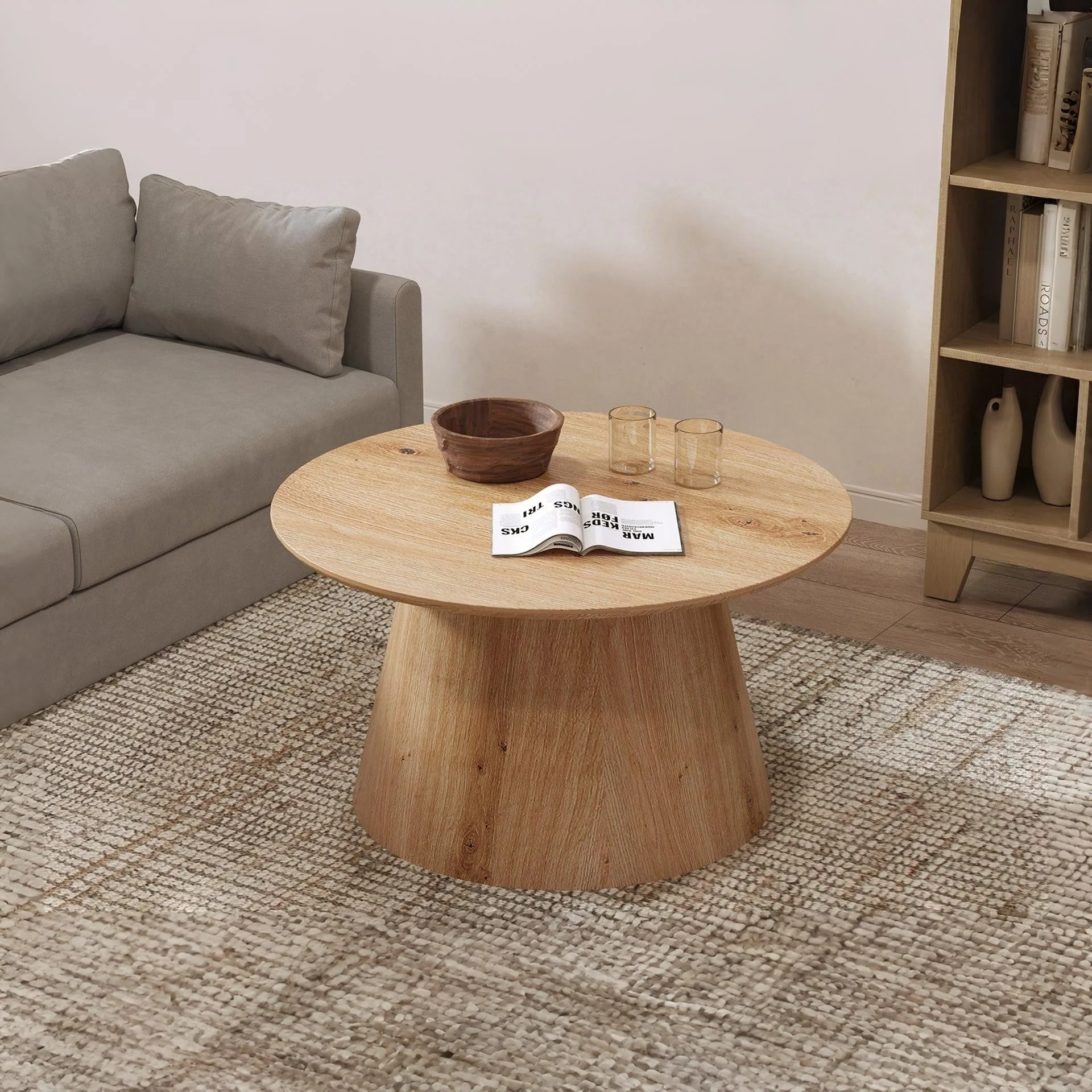 Jordan Round Coffee Table 80cm - Oak - Image 2