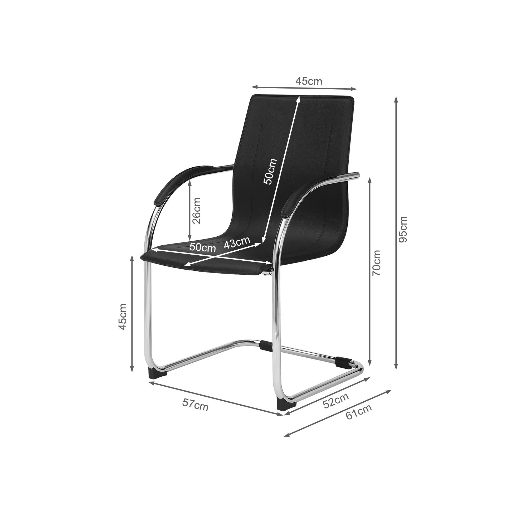 Jose PVC Cantilever Office Chair - Black - Image 8