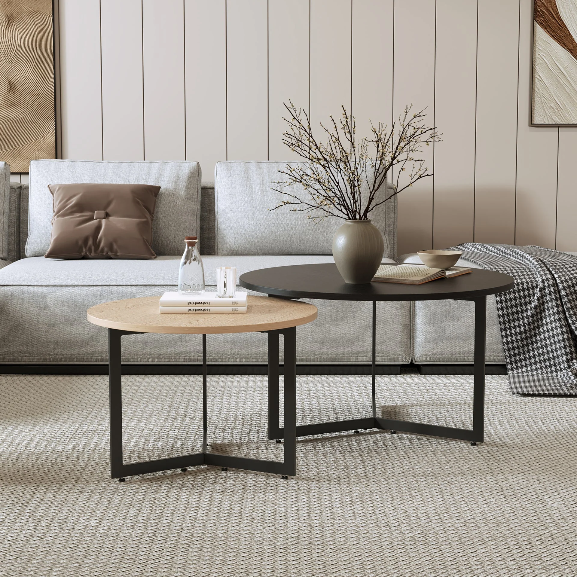 Joseph Coffee Table 60cm - Wood Grain + Black - Image 3